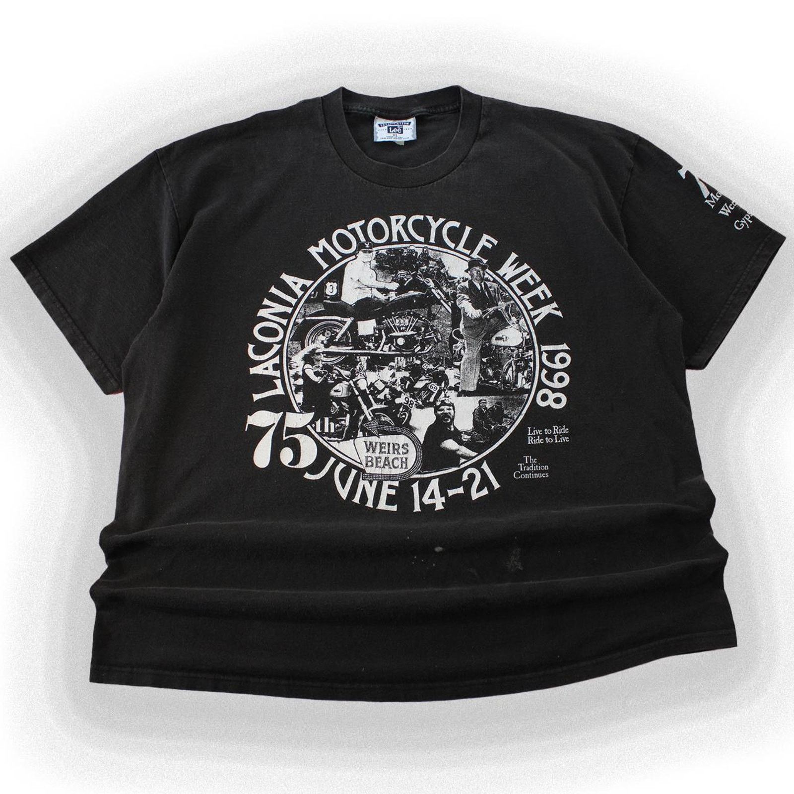 Lee Vintage 90's Black Lee Motorcycle Week Graphic Tee Size US XL / EU 56 / 4 - 1 Thumbnail