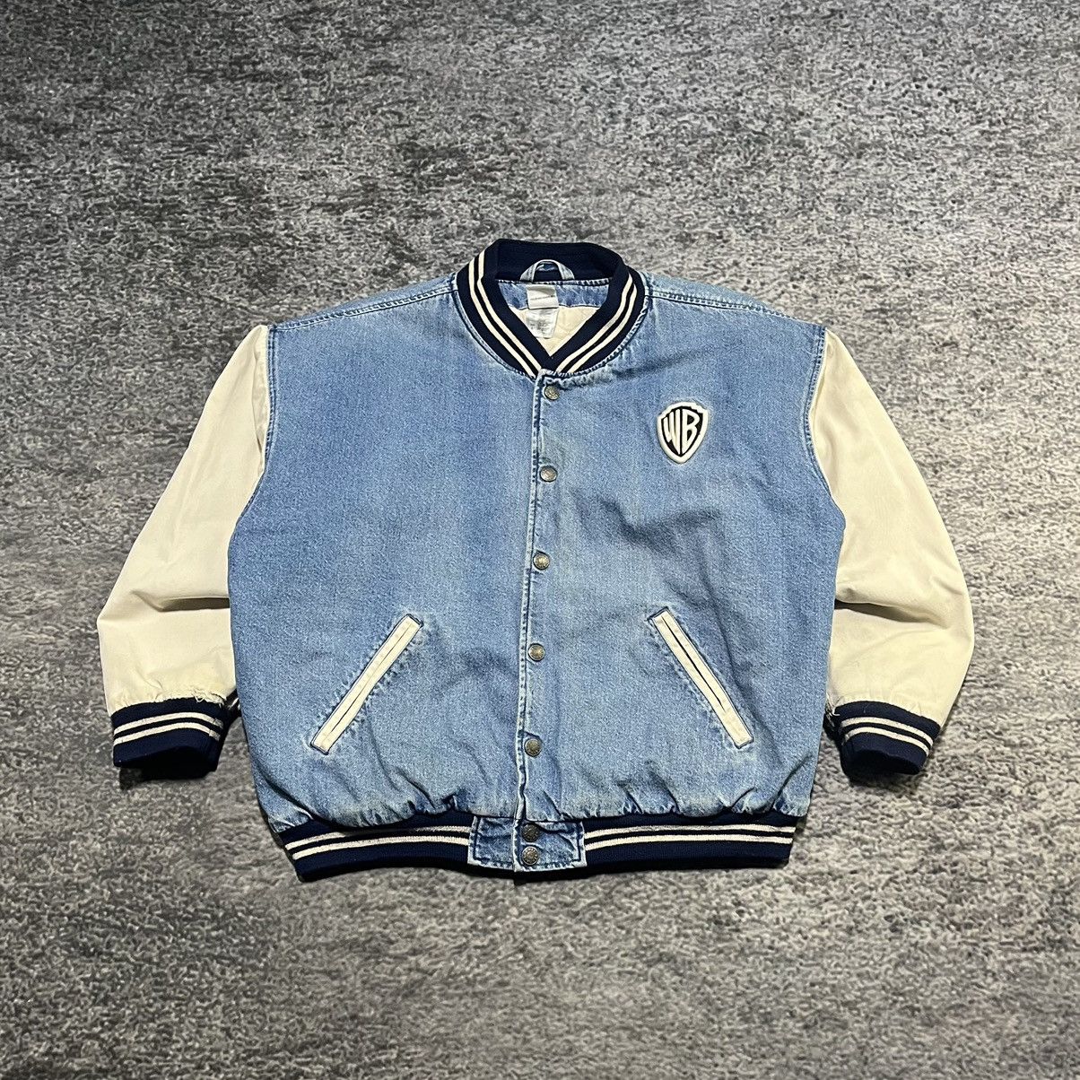 Warner Bros Vintage 90s Looney Tunes Embroidered Denim Varsity Jacket Size US L / EU 52-54 / 3 - 2 Thumbnail