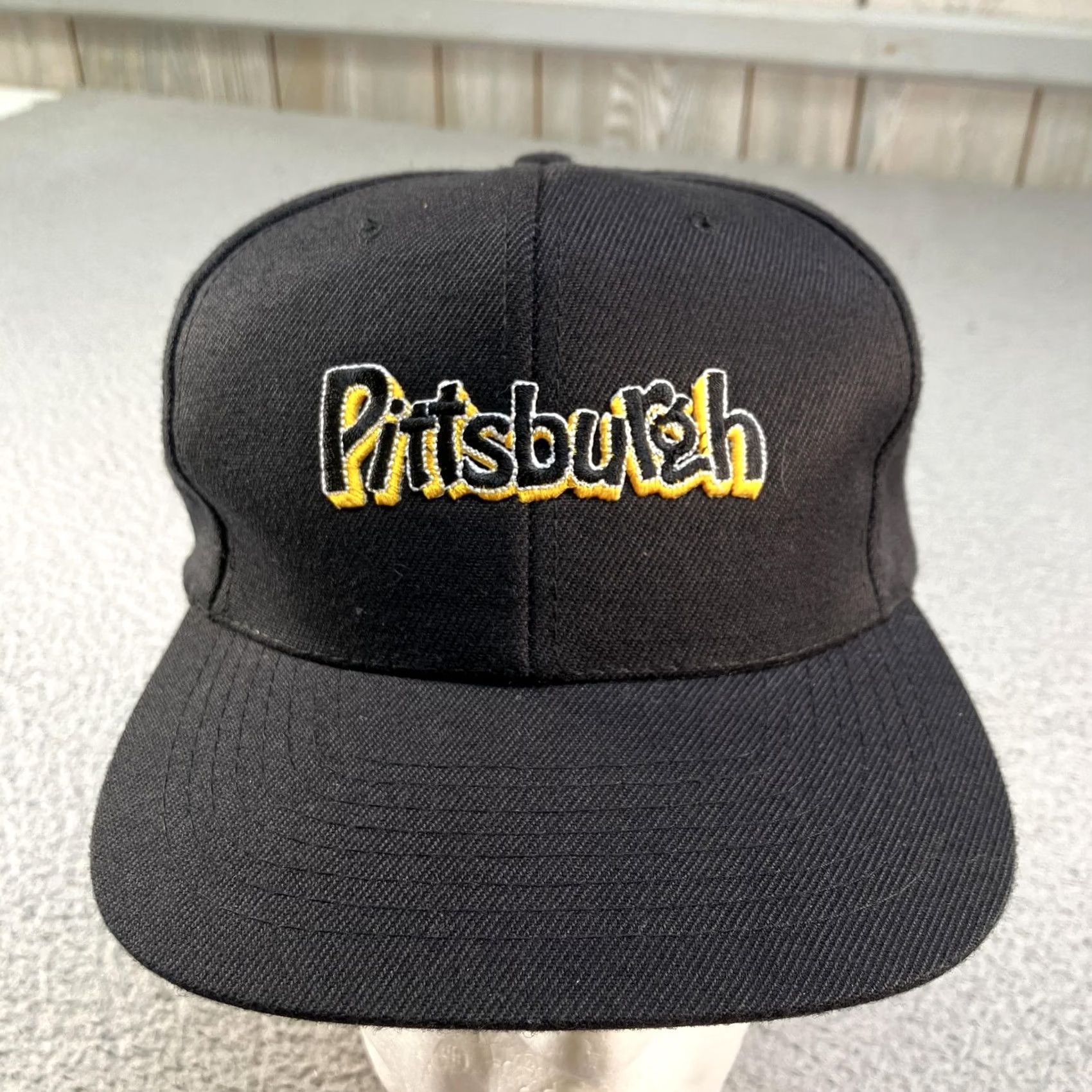 MLB VINTAGE Pittsburgh Pirates Hat Cap Snap Back Mens One Size Black Script MLB Cap Baseball City 90s Nissin Cap Size ONE SIZE - 2 Thumbnail