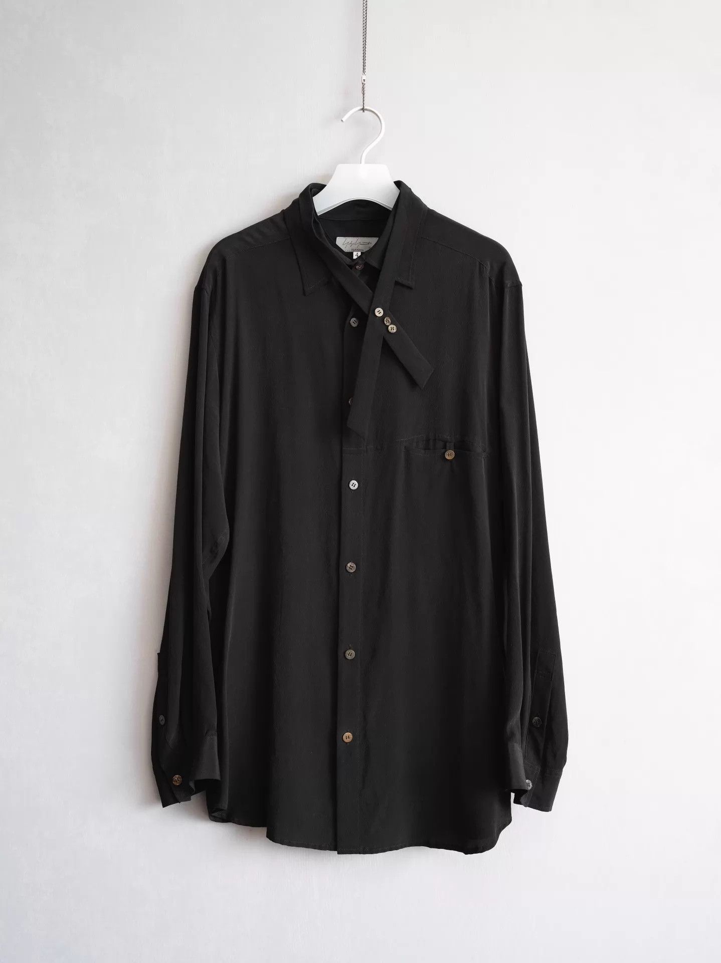 Yohji Yamamoto Yohji Yamamoto 24AW Double Collar Textured Silk Shirt Size US XL / EU 56 / 4 - 1 Thumbnail
