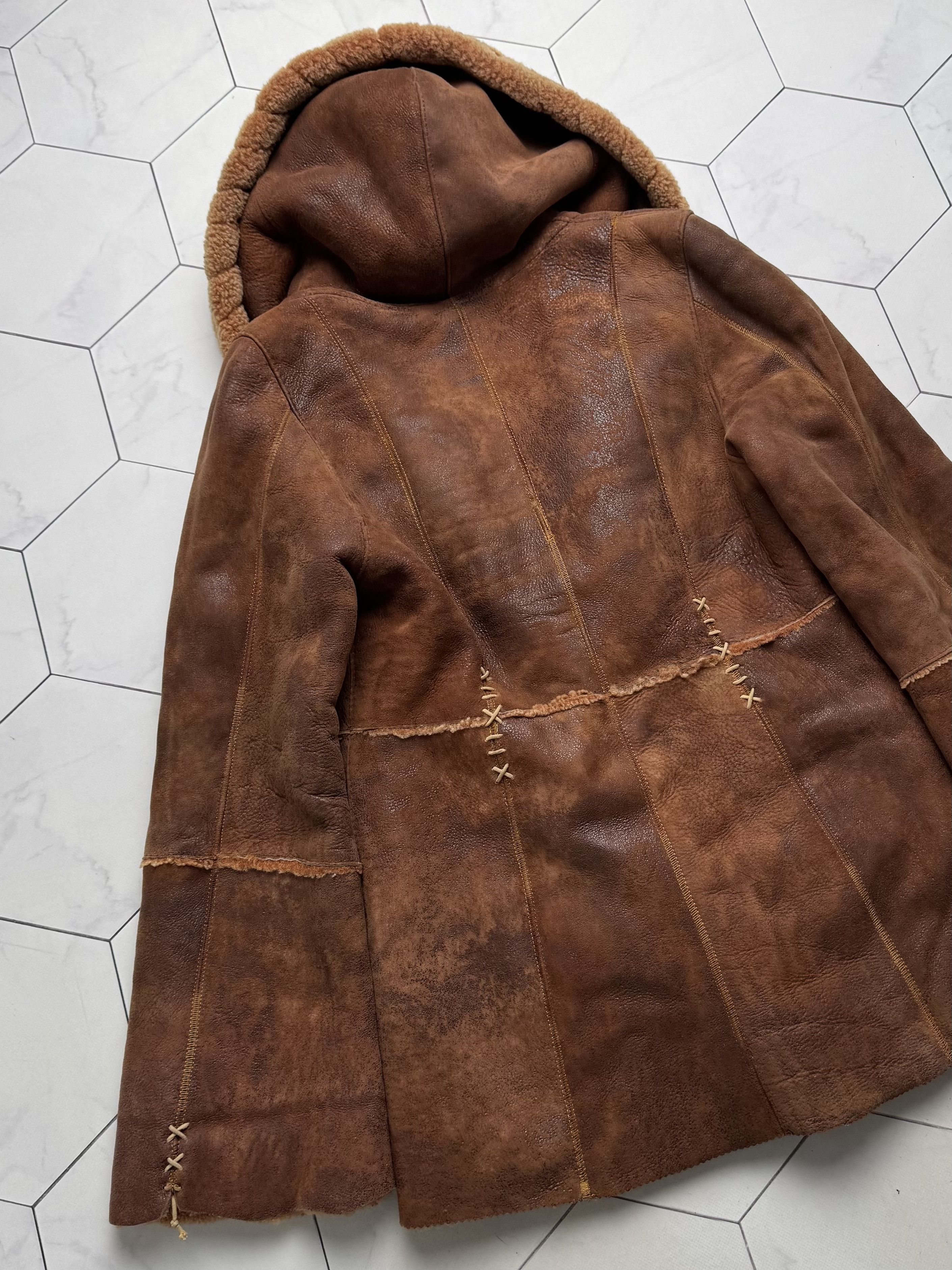 Vintage Vintage Real Sheepskin Hooded Coat (B550) Size L / US 10 / IT 46 - 13 Thumbnail
