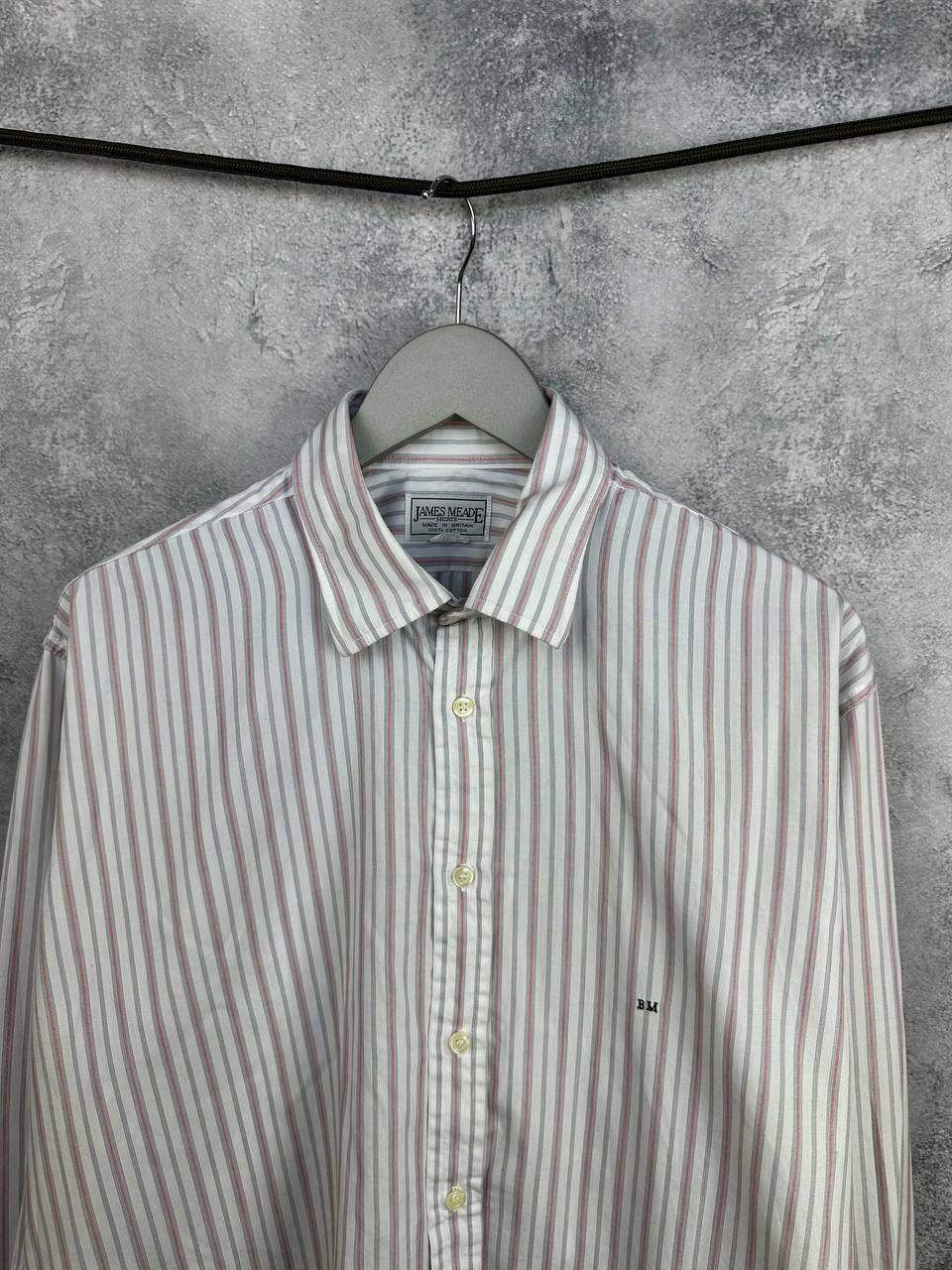 Designer James Meade Striped Dress Shirt LS Button Up Made in Britain Size US XL / EU 56 / 4 - 4 Thumbnail