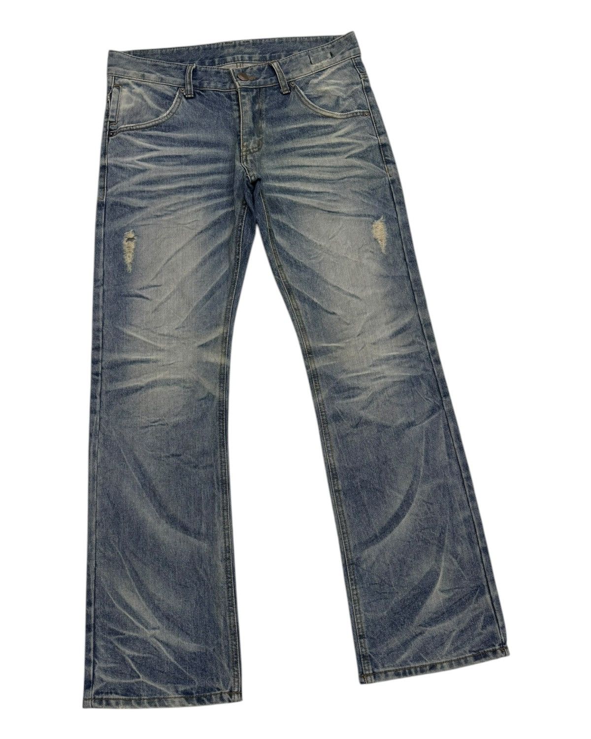 14th Addiction × Isamu Katayama Backlash × Yasuyuki Ishii FLARE JEANS IMPROVES CLAWMARK FLARED DENIM JEANS Size US 34 / EU 50 - 3 Thumbnail