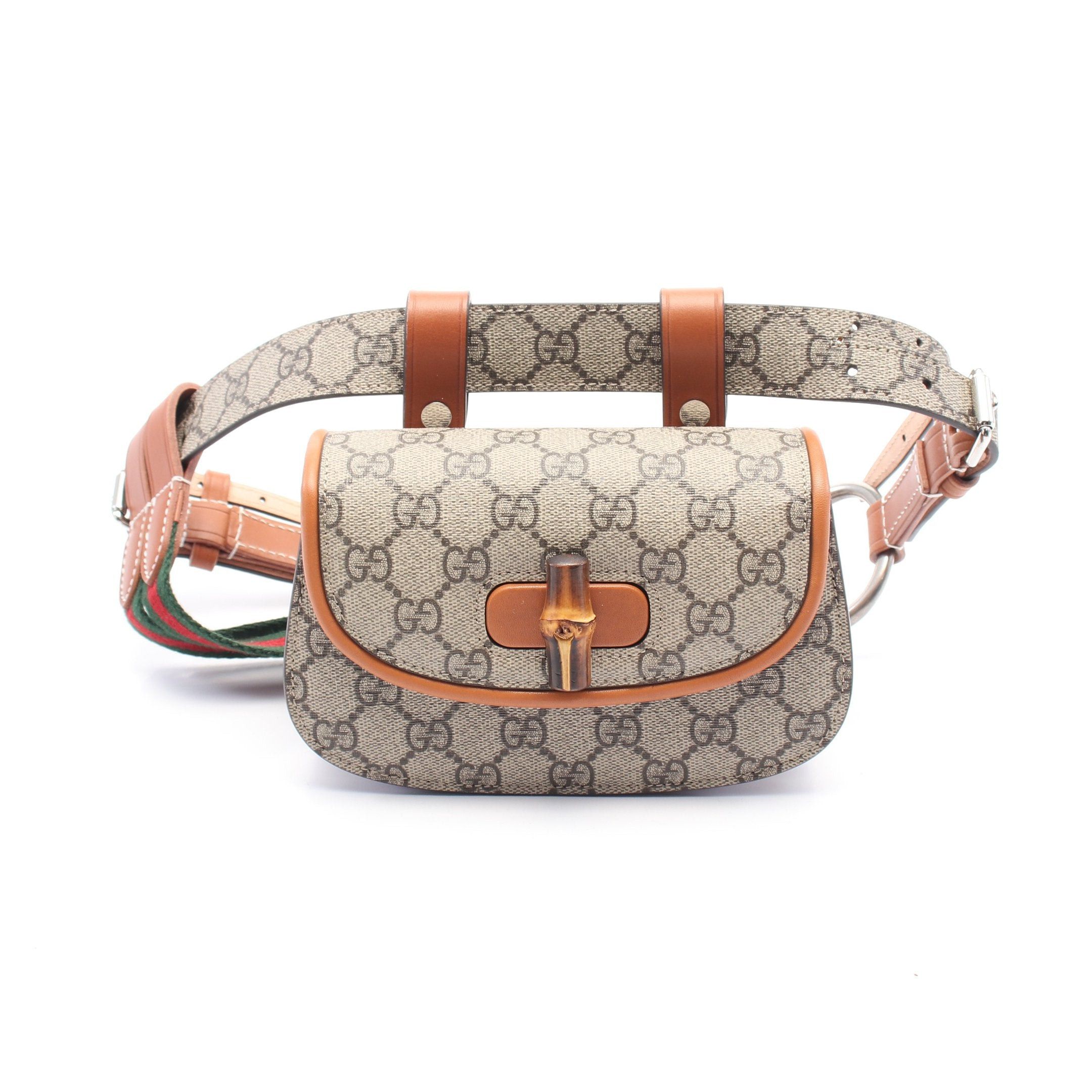 Gucci Gucci Bamboo 1947 Mini Belt Bag Body Waist Leather Beige Dark Brown Size ONE SIZE - 1 Thumbnail