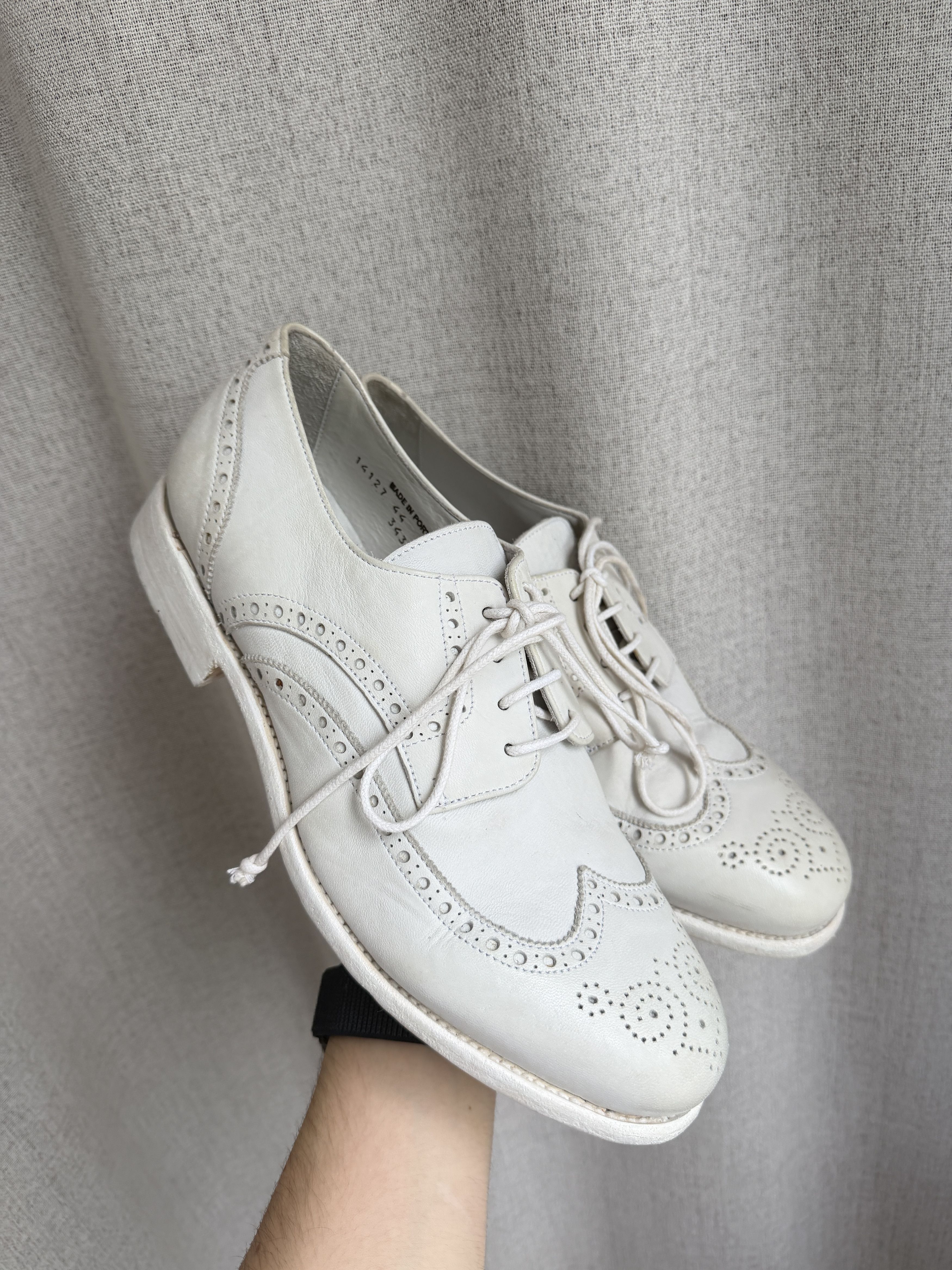 The Last Conspiracy The Last Conspiracy White Leather Painted Boots Oxford Shoes Size US 11 / EU 44 - 2 Thumbnail