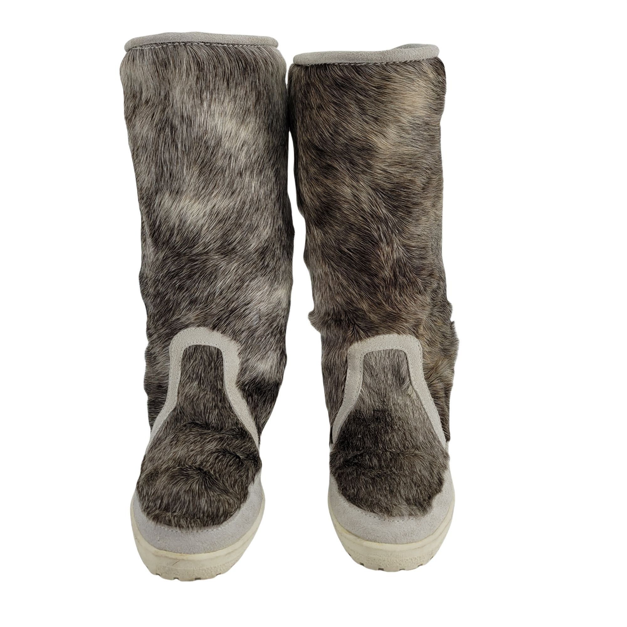 Vintage Vtg Italian Fur Winter Boots 7.5 Leather Sherpa Lined Rubber Size US 7.5 / IT 37.5 - 2 Thumbnail