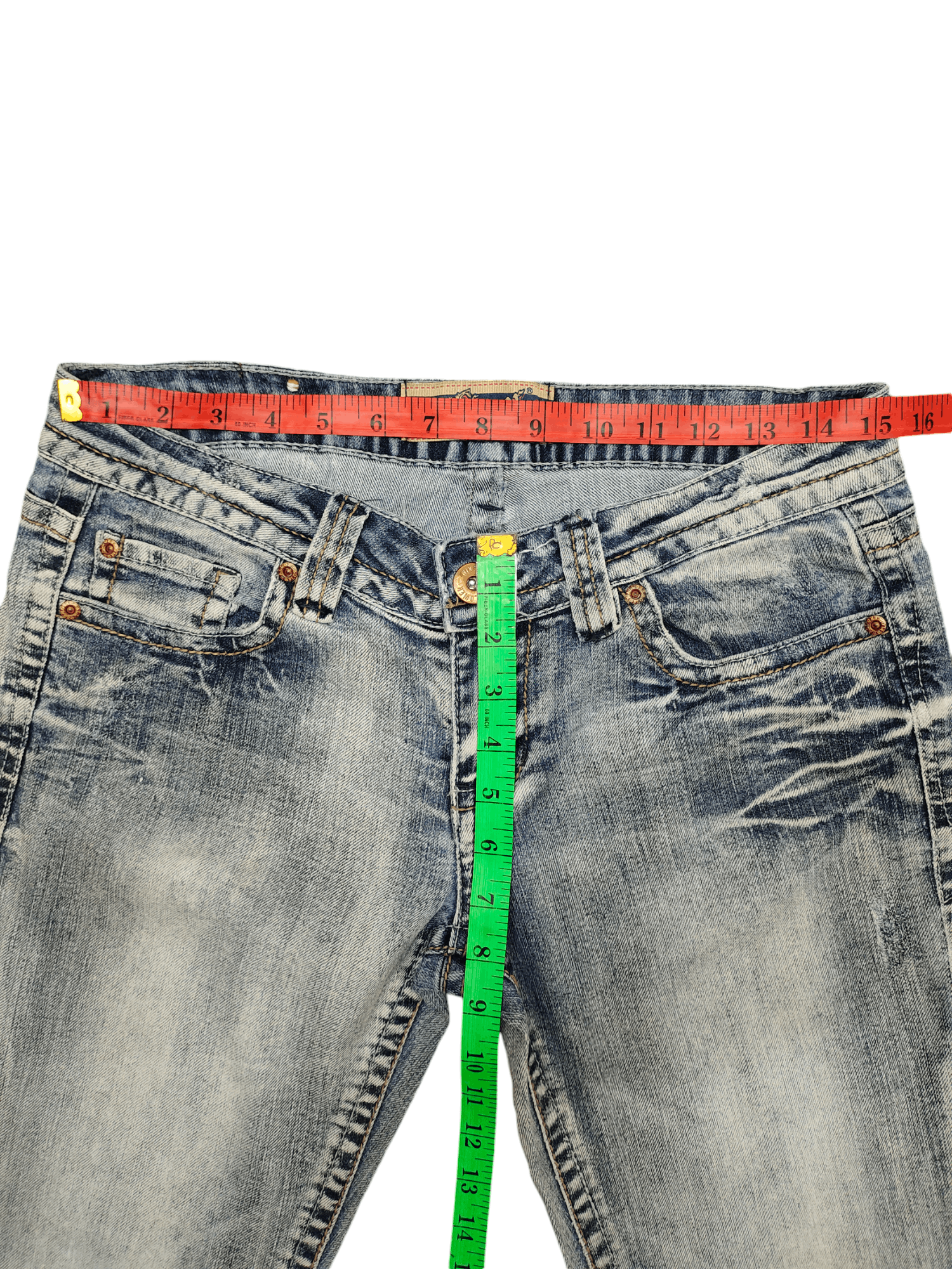 If Six Was Nine Flare Jeans Wallflower Clawmark Faded Denim Bootcut Low Rise Size US 30 / EU 46 - 10 Thumbnail