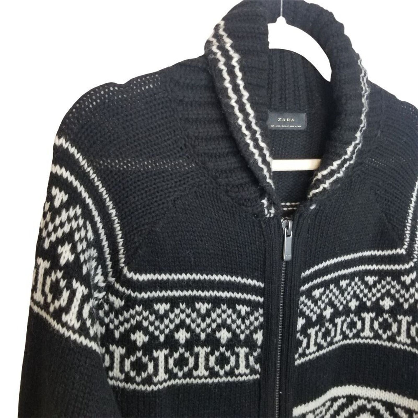 Zara Zara Mens Nordic Fair Isle Full Zip Sweater Cardigan Sz L Size US L / EU 52-54 / 3 - 5 Thumbnail