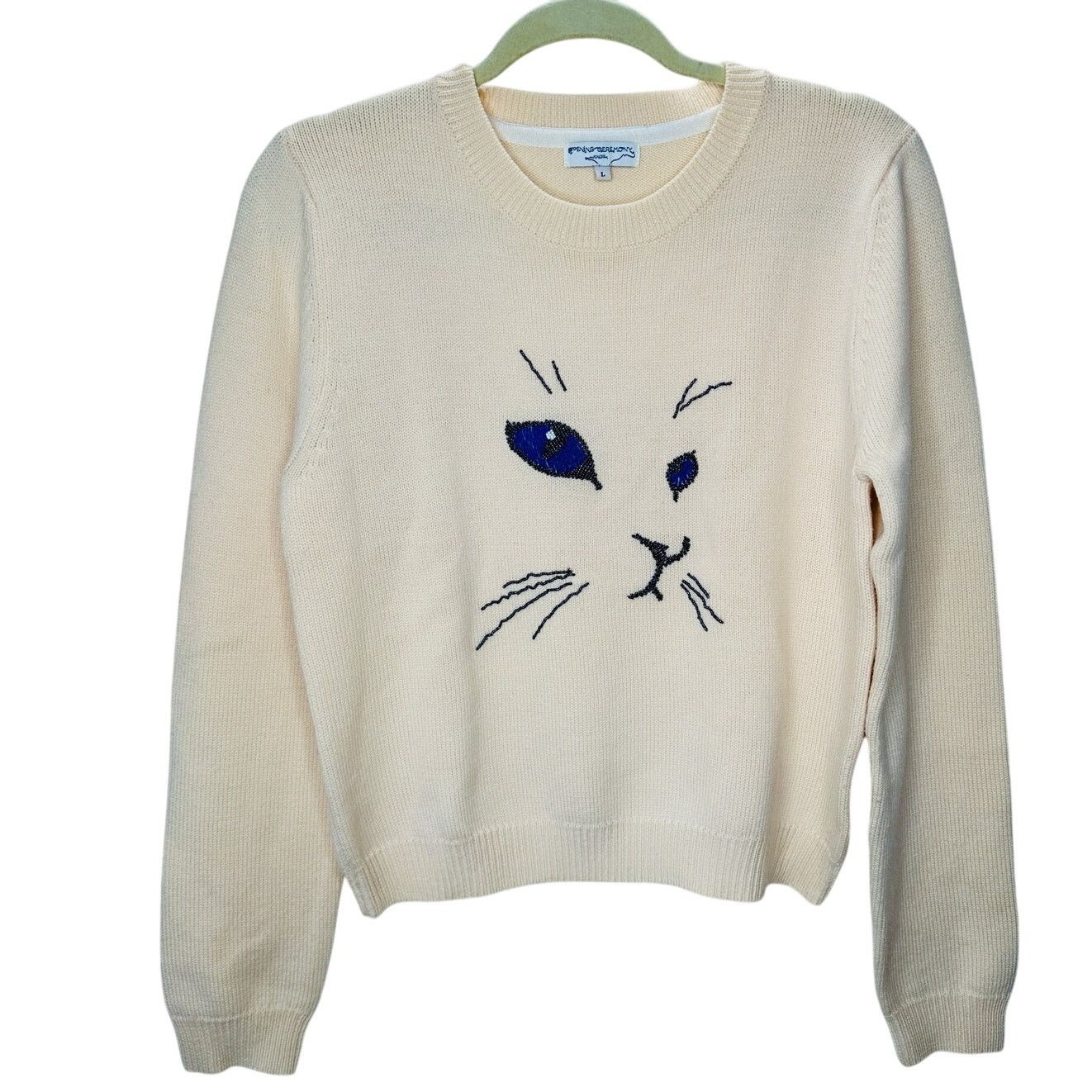 Opening Ceremony Opening Ceremony Butter Cream Crew Neck Cat Motif Sweater L Size L / US 10 / IT 46 - 2 Thumbnail