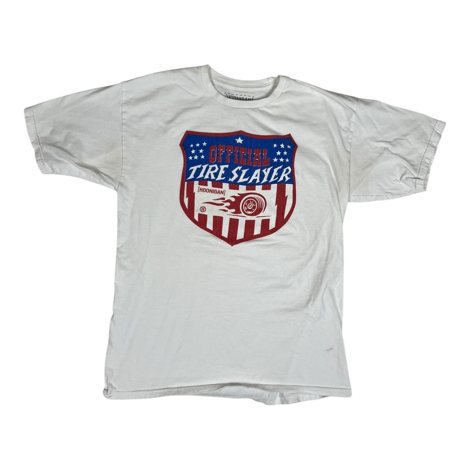 Other Hoonigan Official Tire Slayer T-Shirt Mens Large White Graph Size US L / EU 52-54 / 3 - 1 Thumbnail