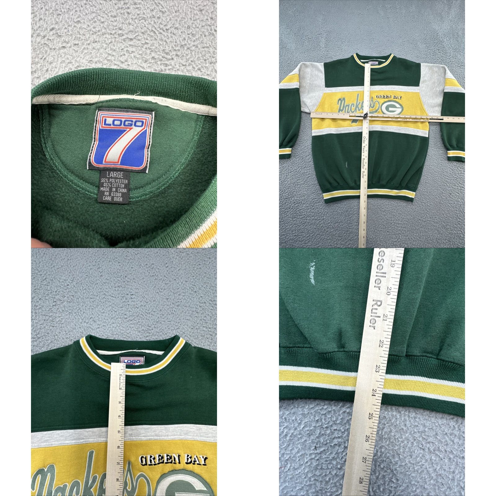 Logo 7 VINTAGE Logo 7 Sweatshirt Green Bay Packers Logo 7 Crew Neck Long Sleeve Men L Green Graphic Print Pullover Sports Football Fall Winter Spring Mens Size US L / EU 52-54 / 3 - 8 Thumbnail