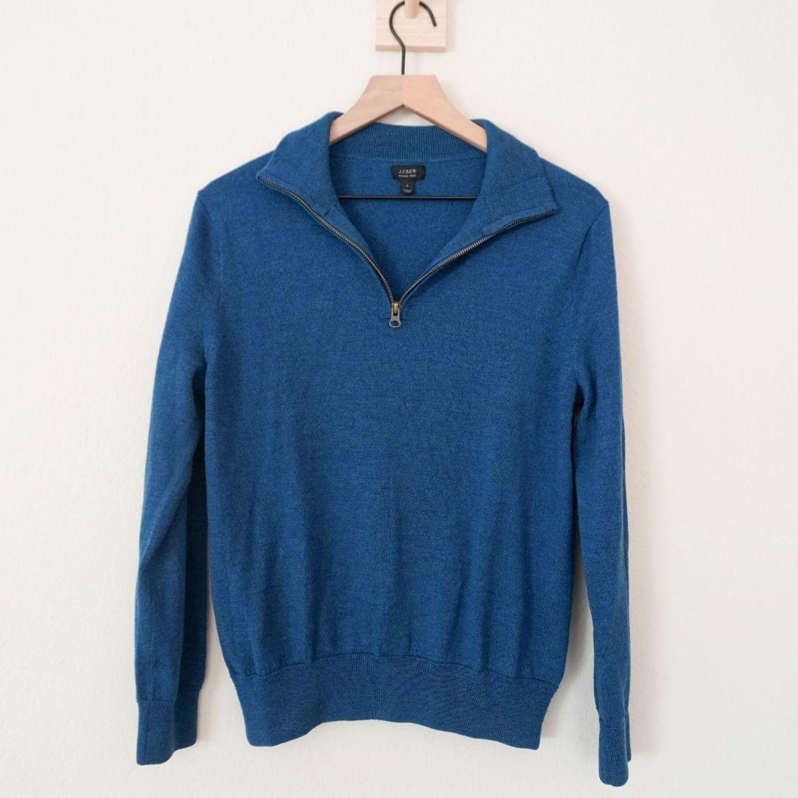 J.Crew J-Crew Sweater Women's M Blue 1/4 Zip Merino Wool Size M / US 6-8 / IT 42-44 - 1 Thumbnail