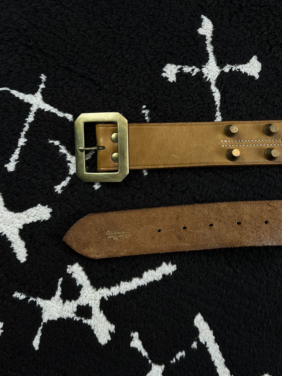 Undercover Undercover Cylinder Studded Punk Leather Belt Brown Size ONE SIZE - 4 Thumbnail