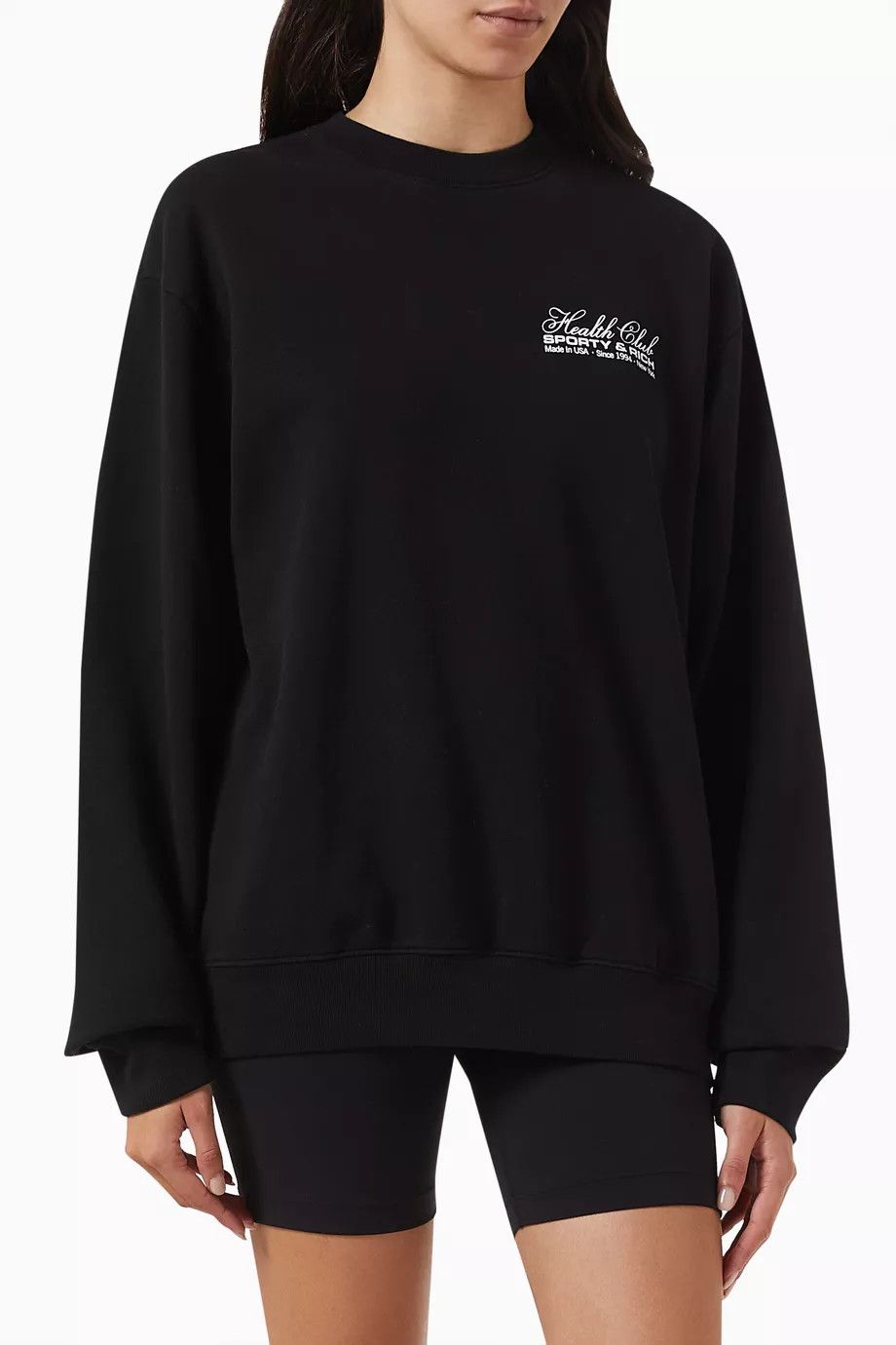 Sporty & Rich o1mle0525 Made in USA Crewneck Sweatshirt in Black Size XXS / US 00 / IT 34 - 1 Thumbnail