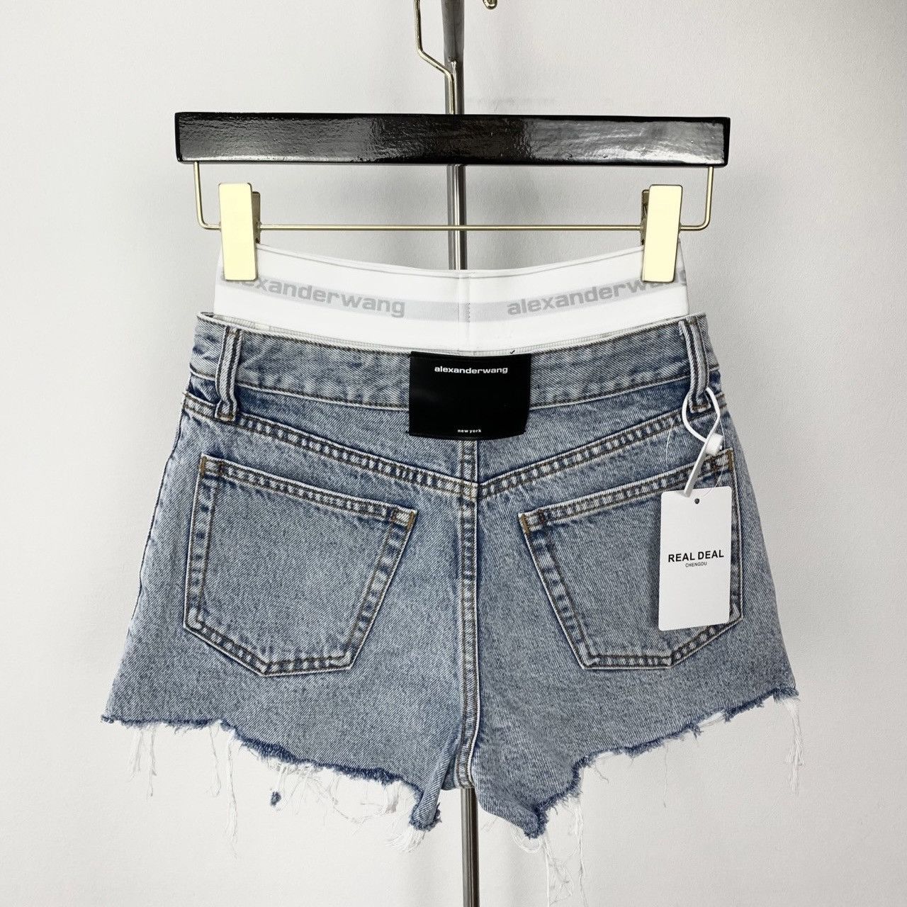 Alexander Wang Alexander Wang Fake Two-piece Low-rise Denim Shorts K26WX Size 24" / US 00 / IT 34 - 2 Thumbnail