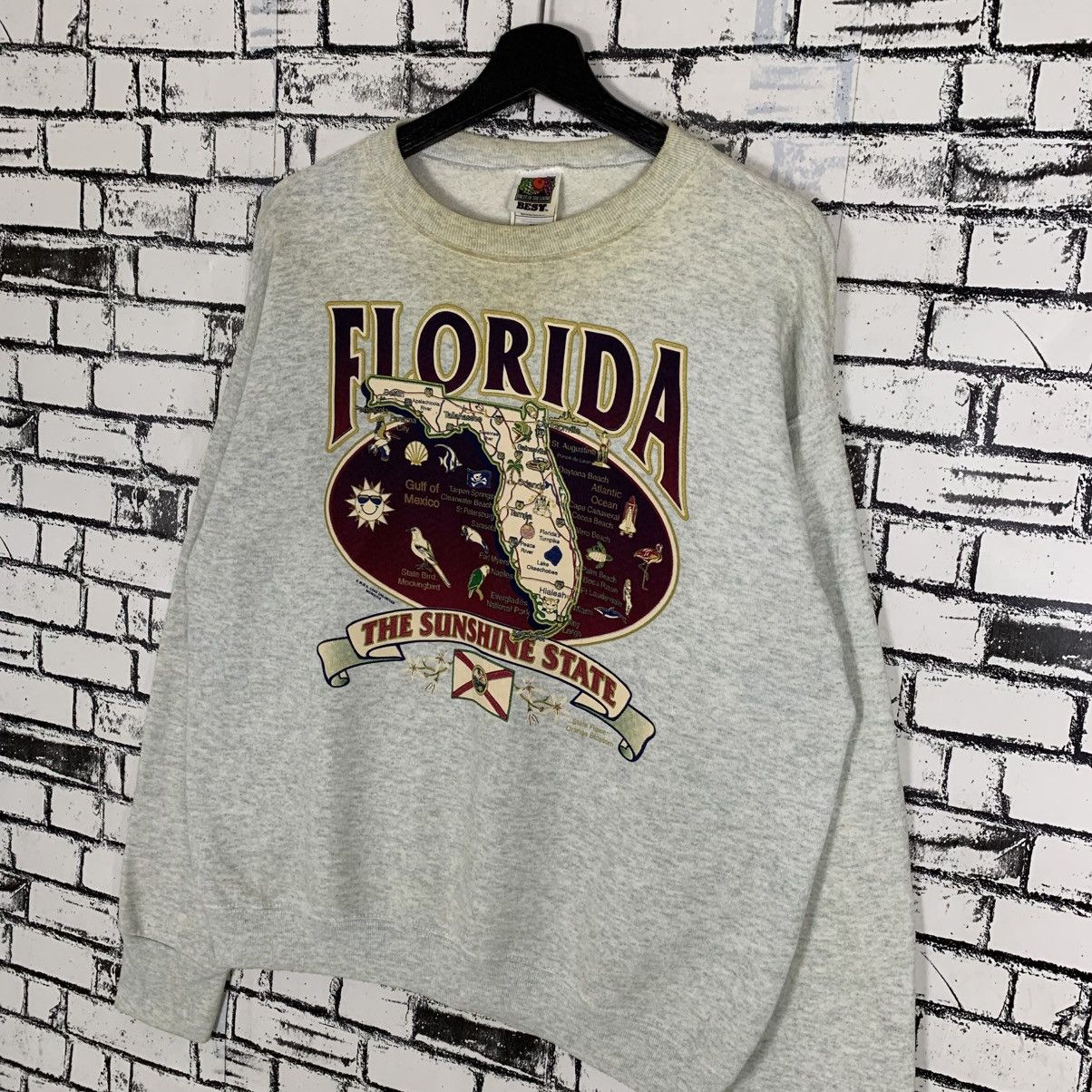 Fruit Of The Loom × Vintage Vintage The Sunshine State Florida Sweatshirt Size US M / EU 48-50 / 2 - 2 Thumbnail