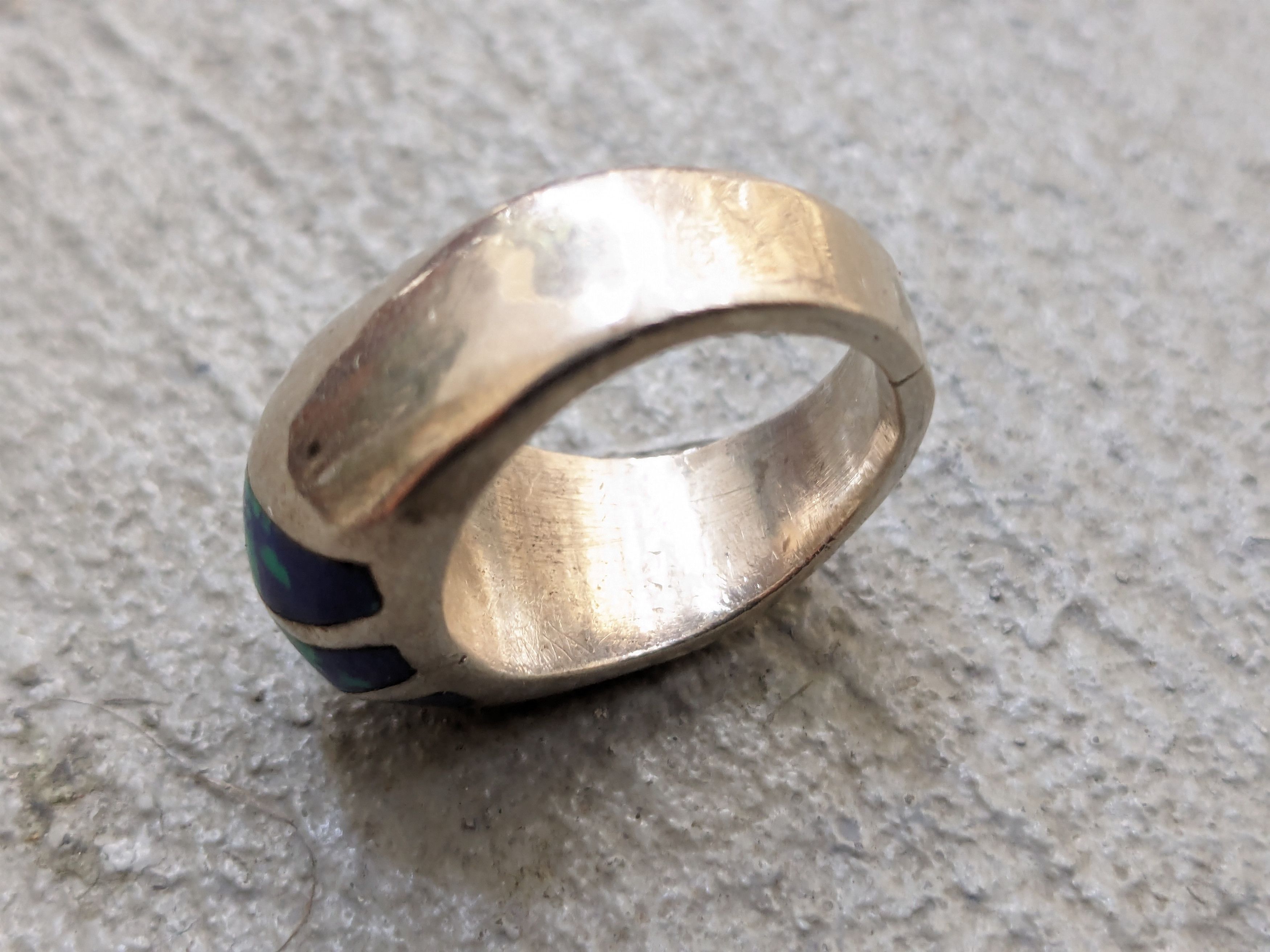 Vintage Sterling Silver Ring 7.25 Azurite Modern Mexico