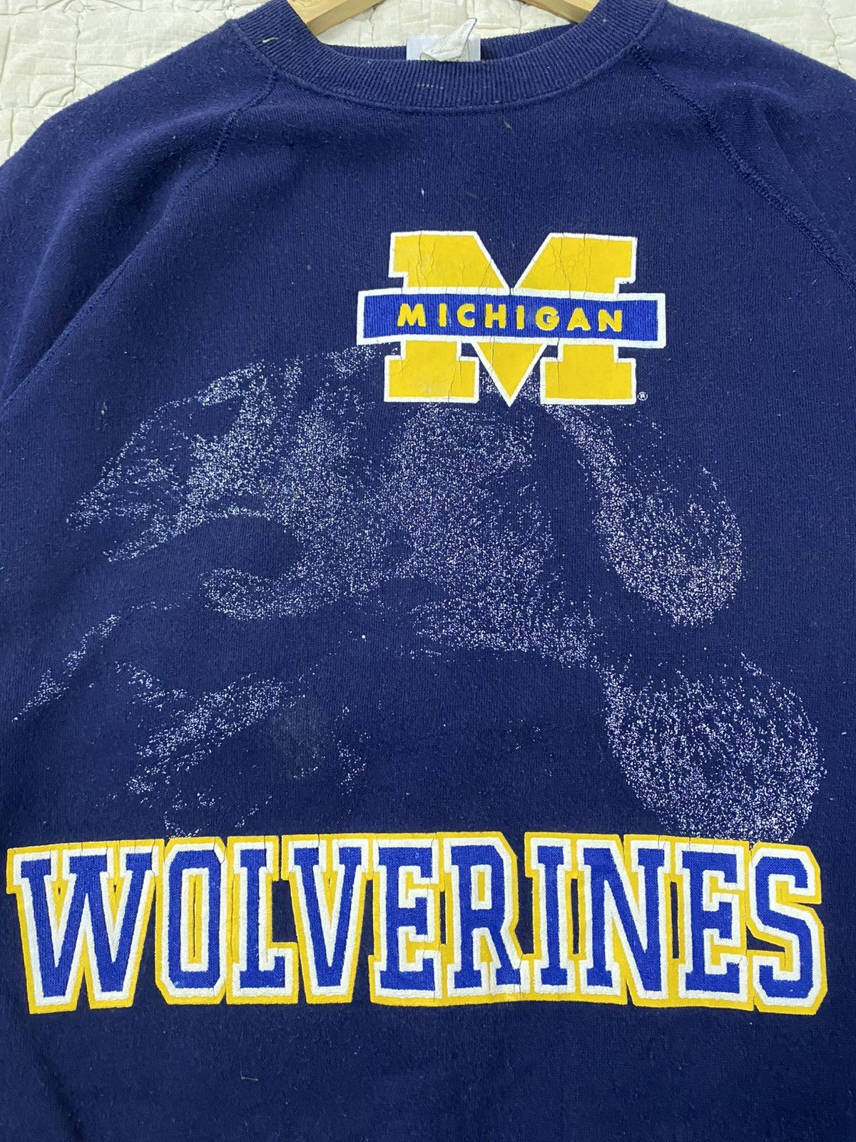 Vintage Vintage 90s Michigan Wolverines Big Logo Sweatshirt Mr. Lee Size US L / EU 52-54 / 3 - 4 Thumbnail