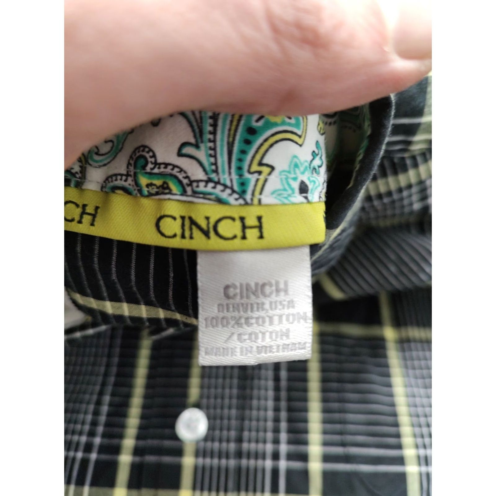 Vintage Cinch Shirt Black Plaid Western Cowboy 100% Cotton Button-Down Mens Medium Size US M / EU 48-50 / 2 - 5 Thumbnail