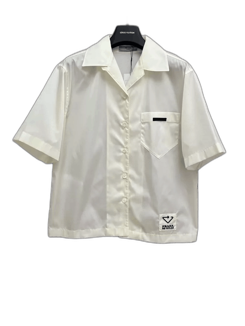 Prada Prada White Nylon Short Sleeve Shirt -2505 Size US S / EU 44-46 / 1 - 1 Thumbnail