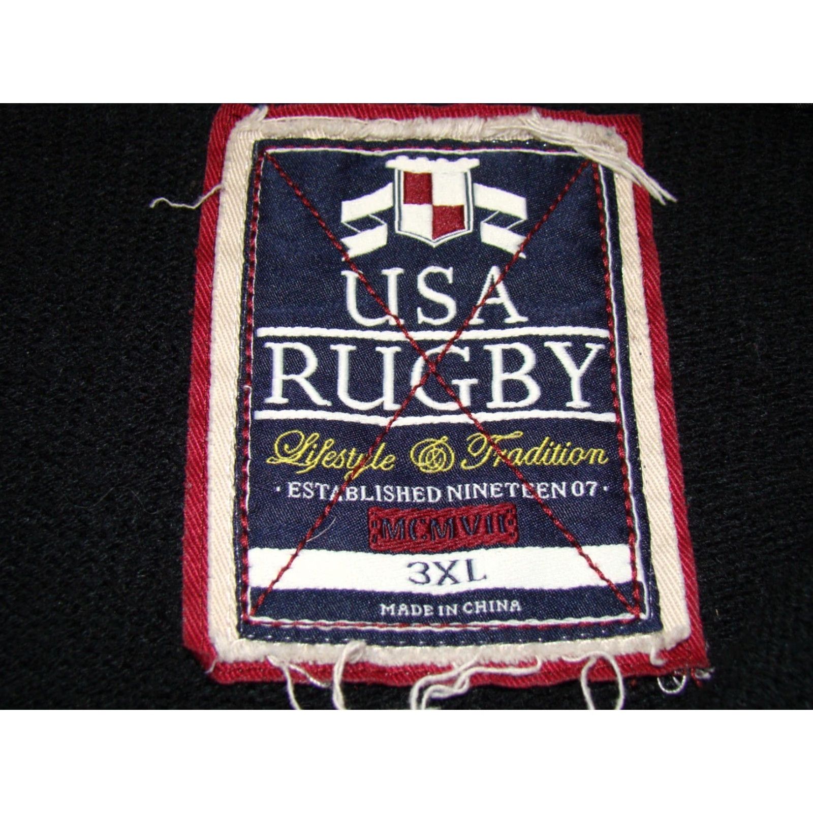 Vintage USA Rugby Association Mens 3XL Pullover Henley Black Quilted Hoodie Sweater Size US XXL / EU 58 / 5 - 6 Thumbnail