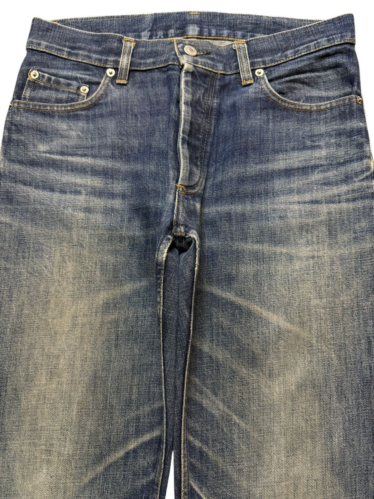 Helmut Lang Vintage Italy 90s Helmut Lang Blue Faded Whisker Straight Size US 31 - 3 Thumbnail