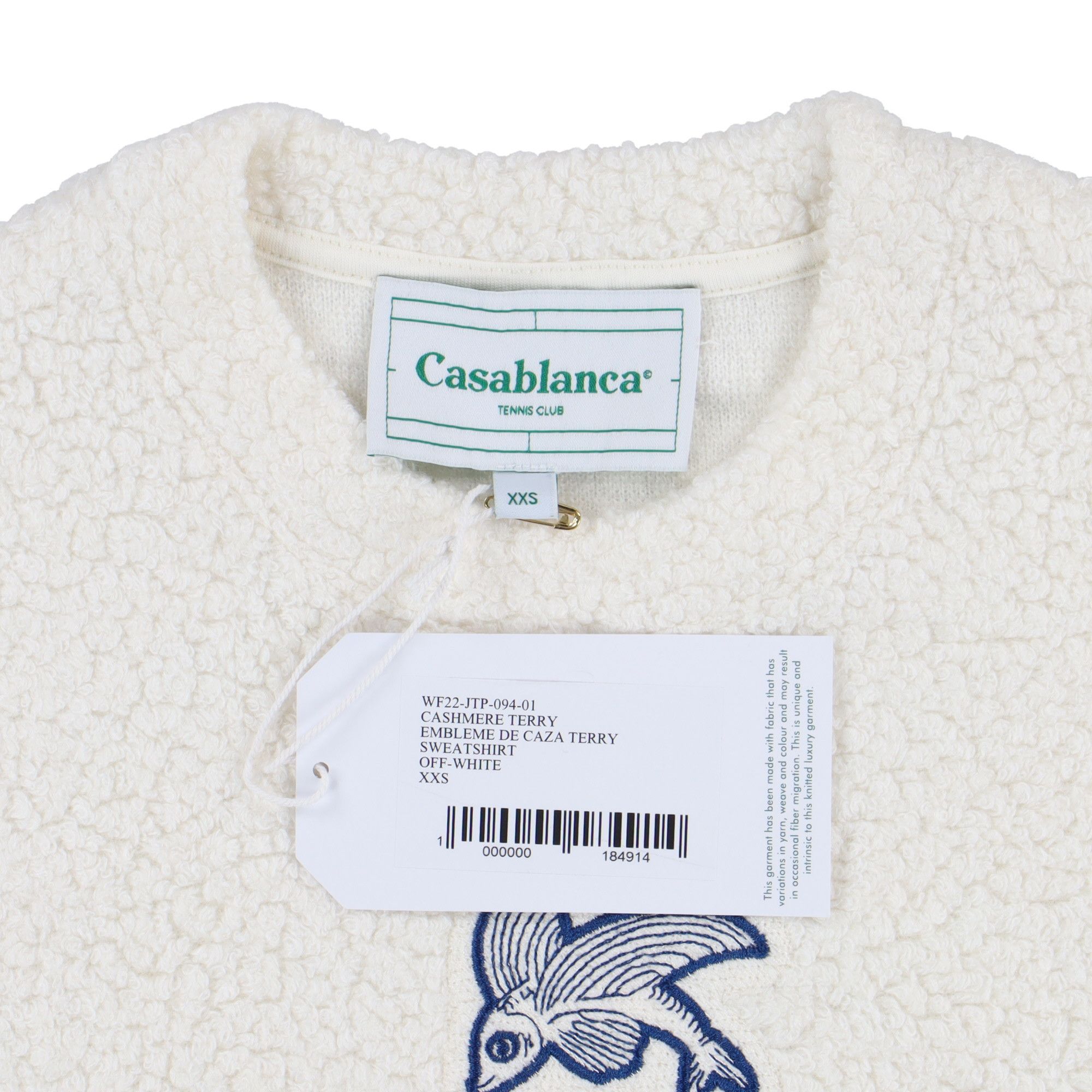 Casablanca White Embleme De Caza Logo Terry Sweatshirt Size US XXS / EU 40 - 6 Thumbnail