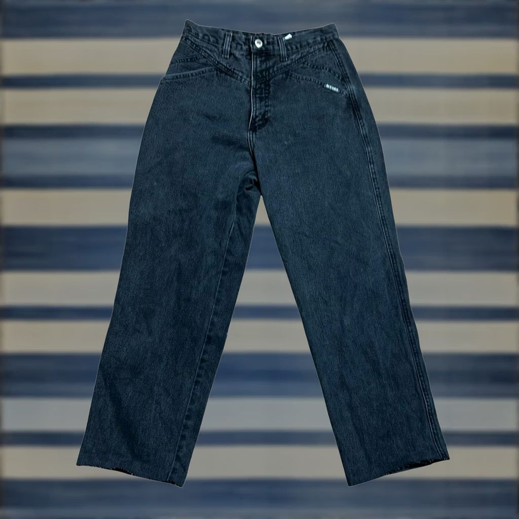 Vintage VINTAGE Rockies Black Denim Jeans Women 29x28 Western Straight 5-Pocket 100% Cotton Montana Rockies 90s Cowboy Theme Mens Womens Girls Boys Size 29" - 1 Thumbnail