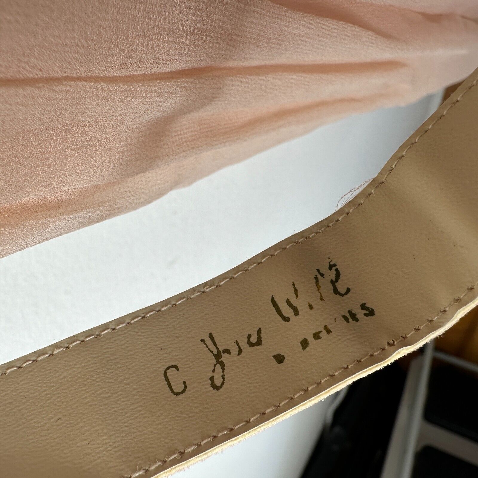 Vintage Vintage Sz 15 Peach Chiffon Pleated Belted Dress Drape Neck Size L / US 10 / IT 46 - 4 Thumbnail