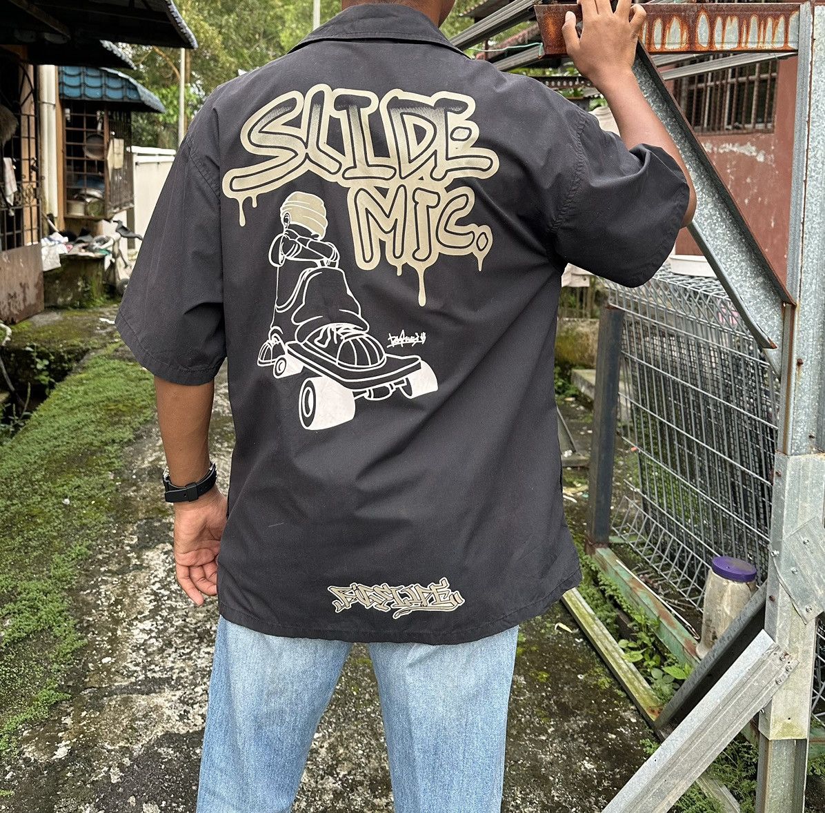 Vintage 🛹Vintage Dack Dive “SLIDE MIC” Baggy SKATE Shirt Size US L / EU 52-54 / 3 - 6 Thumbnail