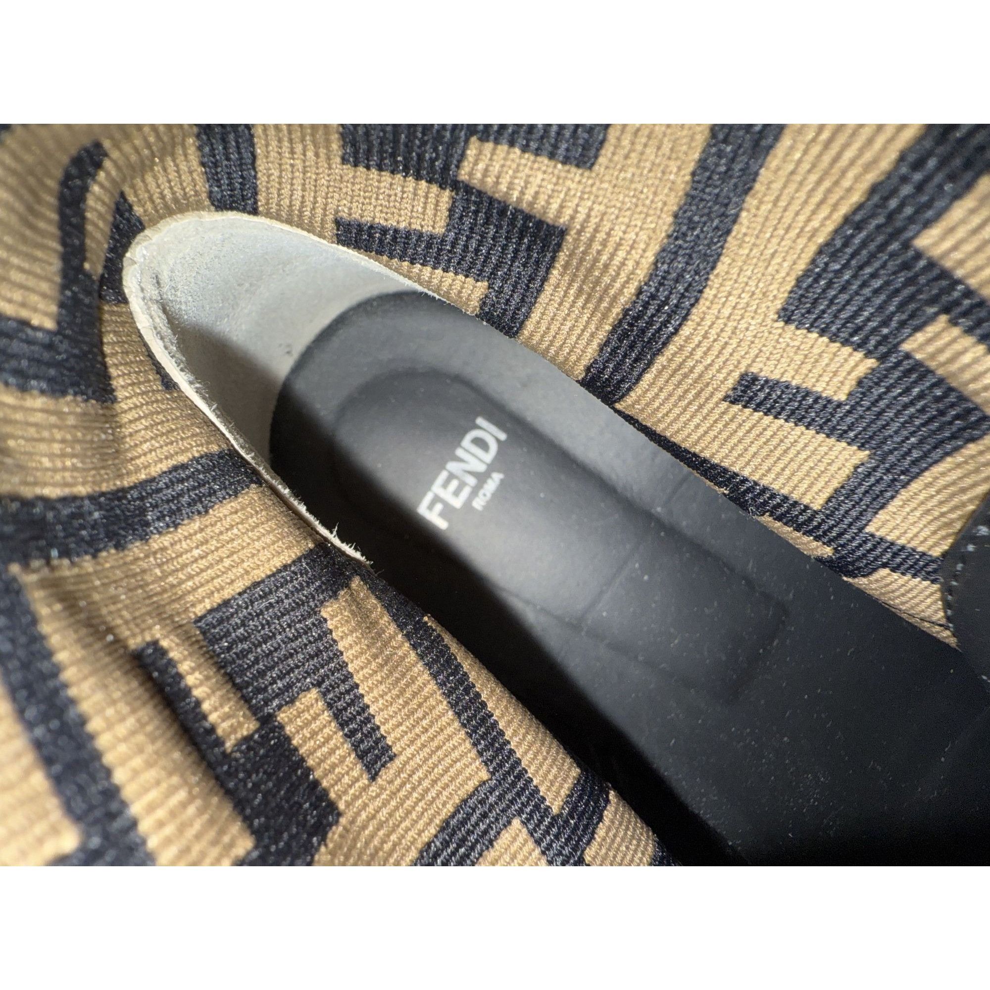 Fendi Fendi FF Logo Print Black Leather & Knit Lace-Up Combat Boot Size US 9 / IT 39 - 8 Thumbnail