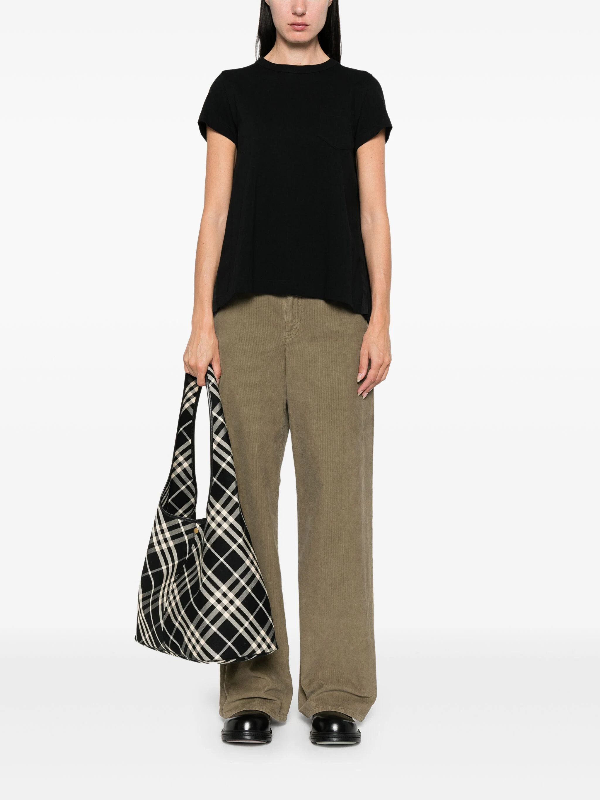 Sacai o1s22i1n0924 Pleated Back T-Shirt in Black Size M / US 6-8 / IT 42-44 - 2 Thumbnail