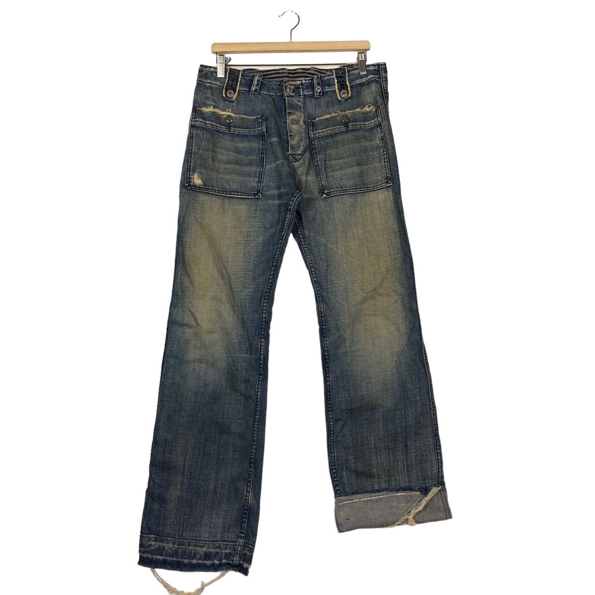 Japanese Brand 🔥RAREVINTAGE DIESEL JEANS DITRESSED DENIM PUNK DESIGN Size US 32 / EU 48 - 9 Thumbnail