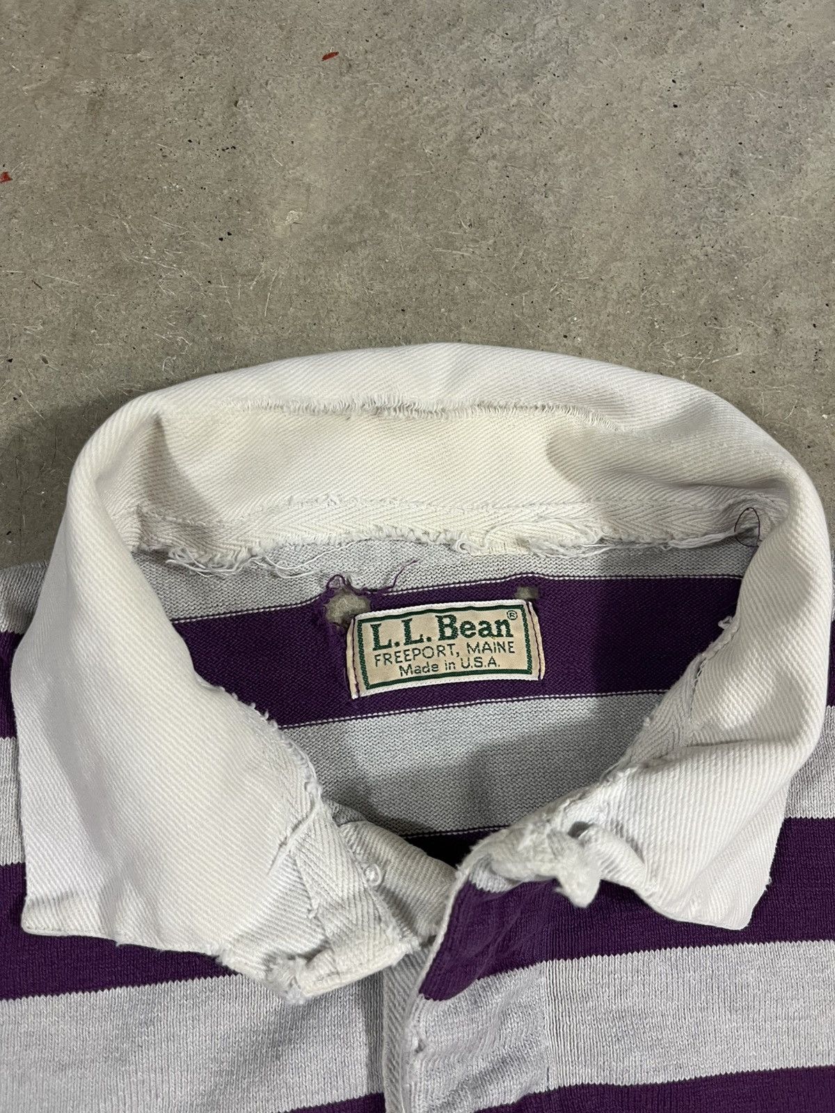 L.L. Bean Vintage 80s LL Bean Purple Striped Rugby Shirt Size US L / EU 52-54 / 3 - 4 Thumbnail