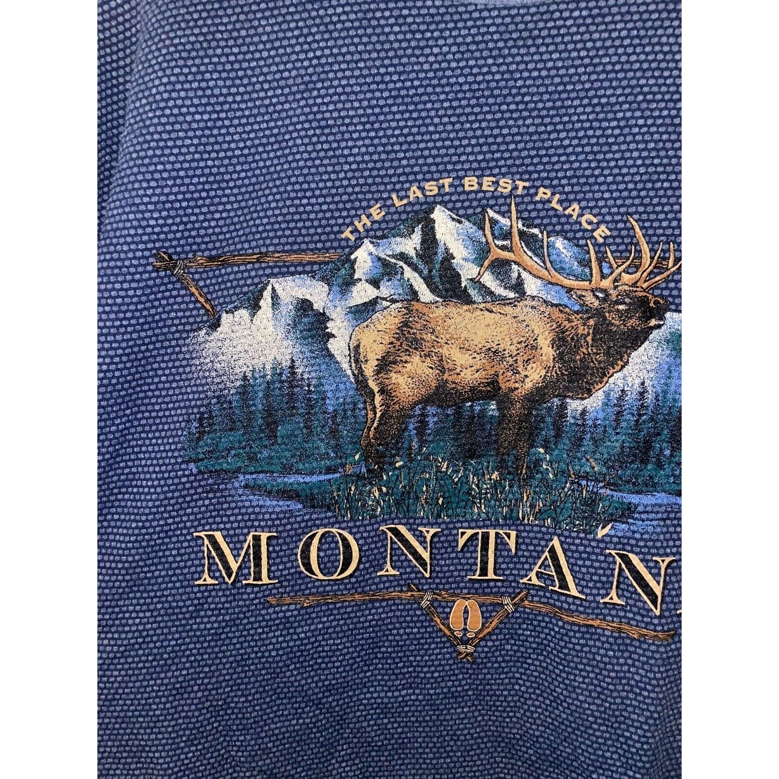Vintage 90s Montana MT The Last Best Place Elk Animal Shirt 1990s L Size US L / EU 52-54 / 3 - 6 Thumbnail