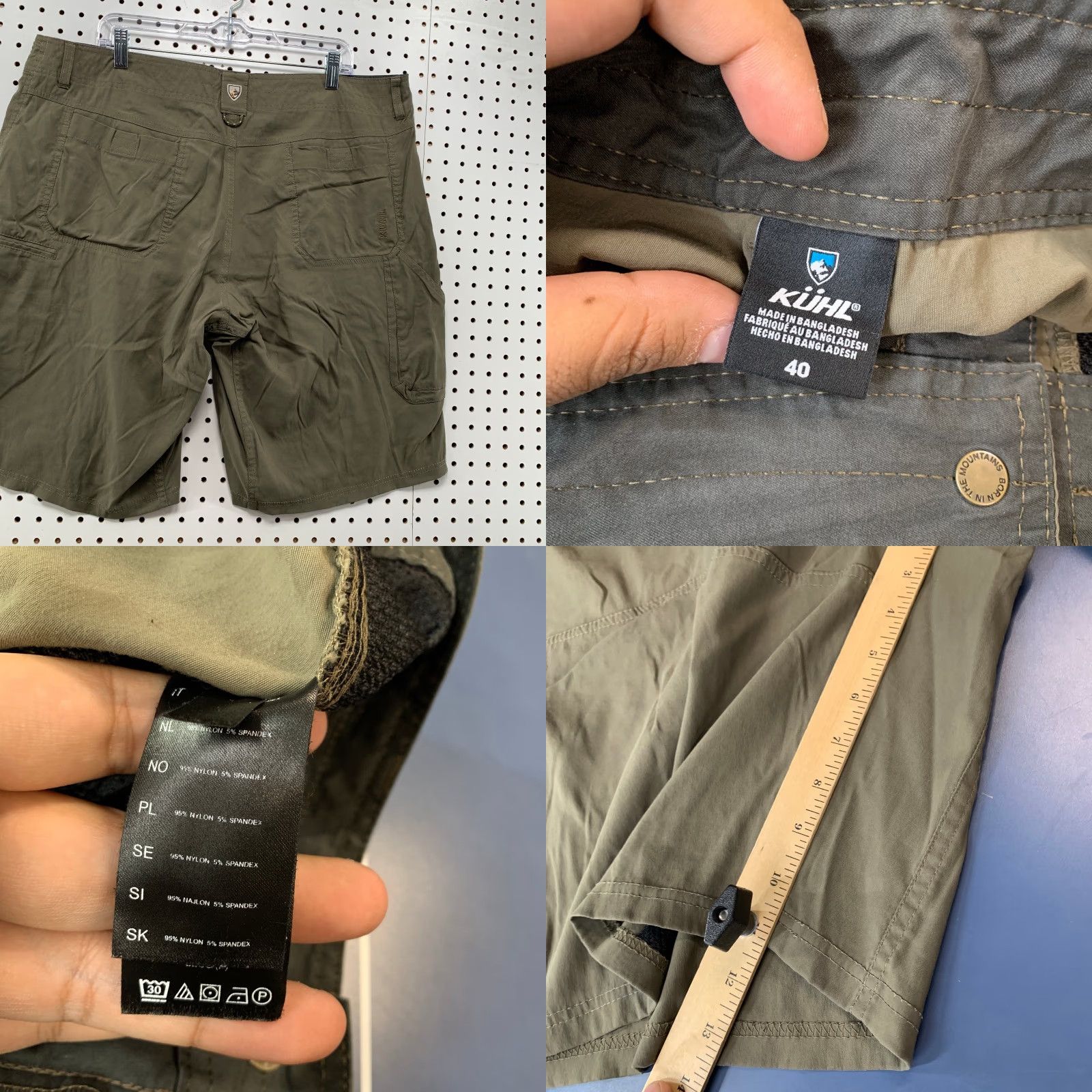 Olive KUHL Renegae Cargo Shorts Olive Green Mens Size 40x11 Outdoor Hike Size US 40 / EU 56 - 8 Thumbnail