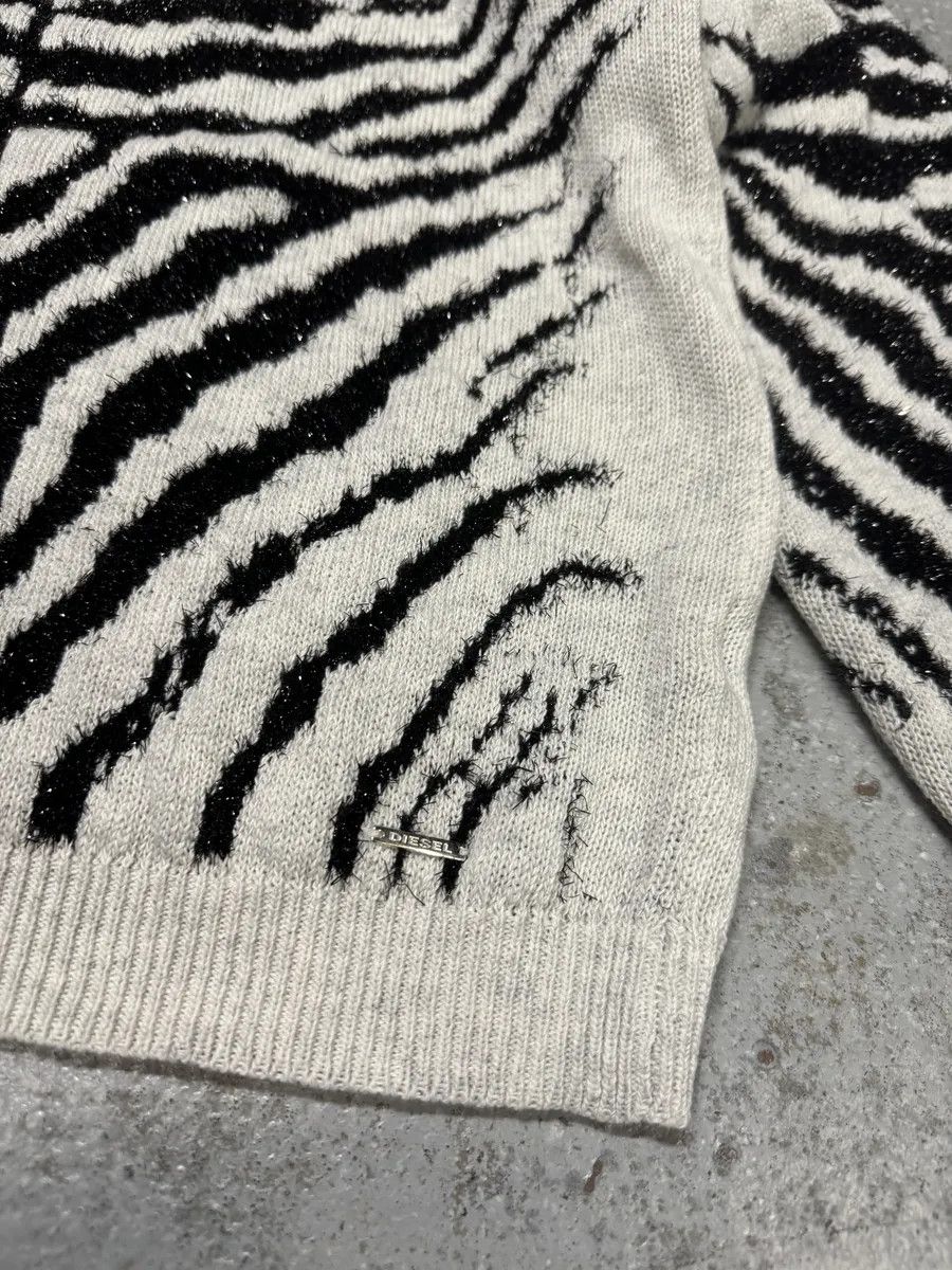 Designer × Diesel × Vintage Diesel Zebra Grey & Black Sweater Size XS / US 0-2 / IT 36-38 - 8 Thumbnail