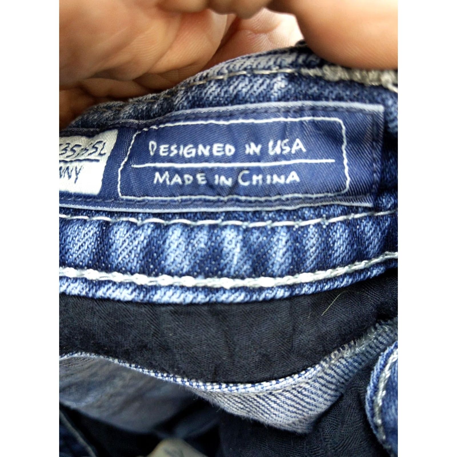 Miss Me Miss Me Jeans Womens 27x33 Blue Skinny Low Rise Distressed Rhinestone Embroidered Pocket Slim Stretch Denim Jeans Size 27" / US 4 / IT 40 - 6 Thumbnail