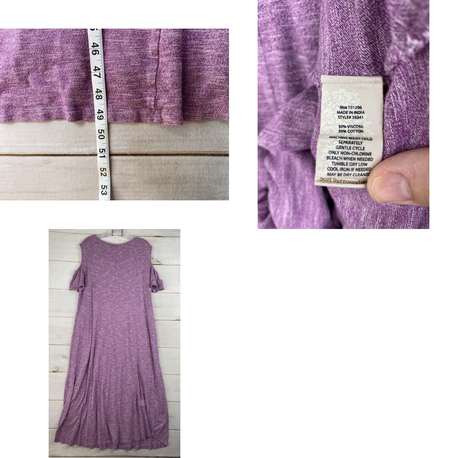 Soft Surroundings Soft Surroundings Dress PXL Purple Cold Shoulder Maxi Pockets Stretch Terry Size XL / US 12-14 / IT 48-50 - 8 Thumbnail