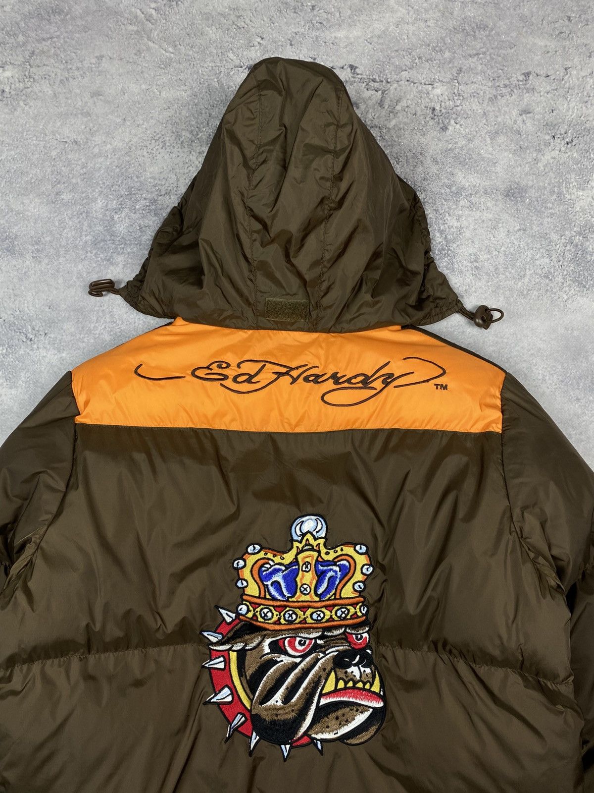 Ed Hardy Ed Hardy by Christian Audigier Y2K Boys Puffer Jacket Brown Size US XXS / EU 40 - 4 Thumbnail