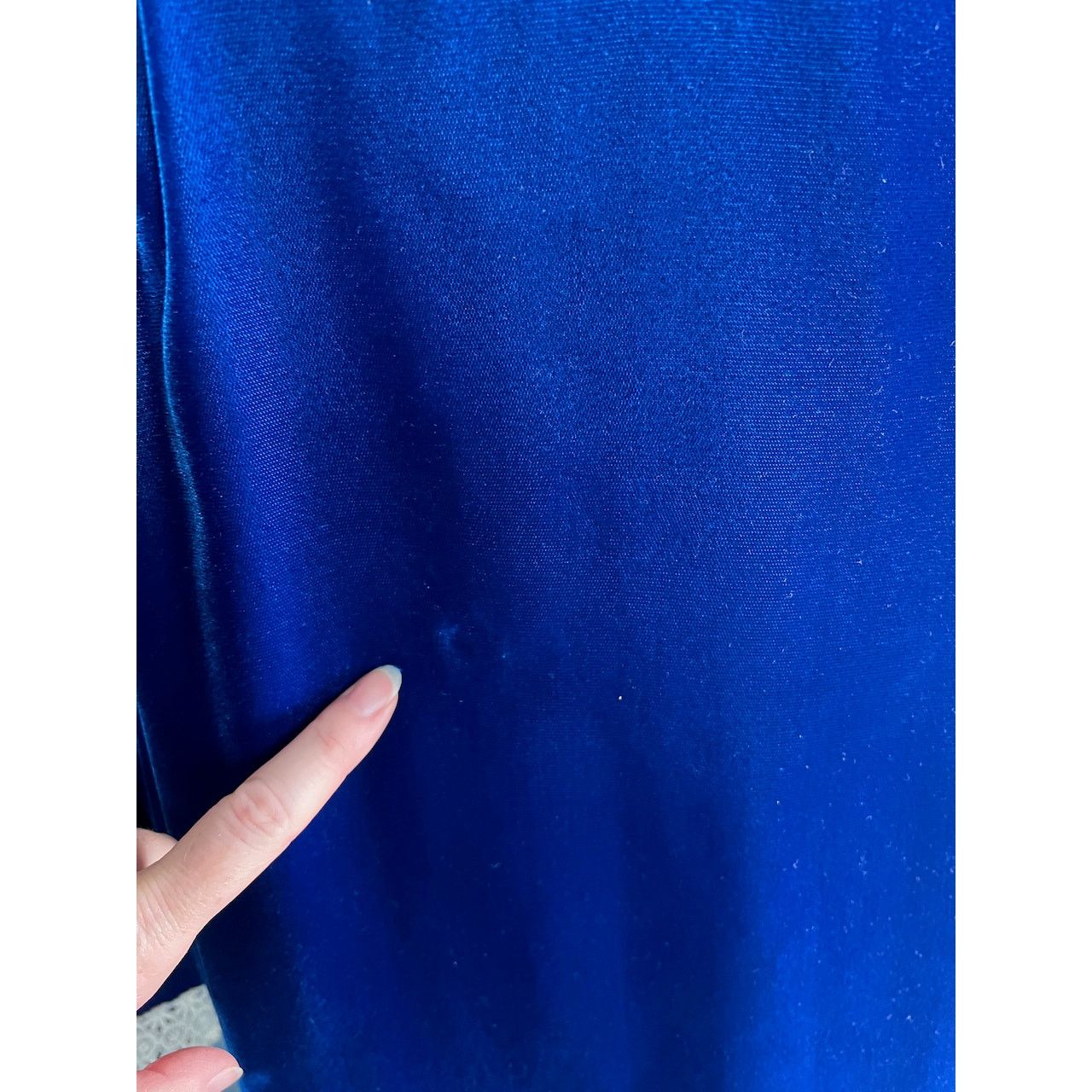 Vintage maxi dress velvet blue lace gothic formal Size XL / US 12-14 / IT 48-50 - 5 Thumbnail