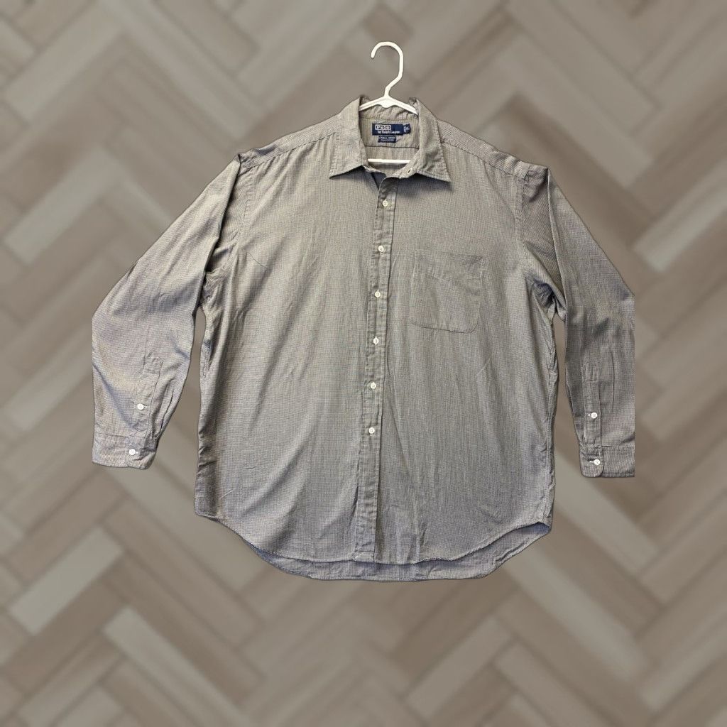 Polo Ralph Lauren Polo Ralph Lauren Dress Shirt Men XL Black White Check Button-Up Long Sleeve Button-Down Size 46R - 1 Thumbnail
