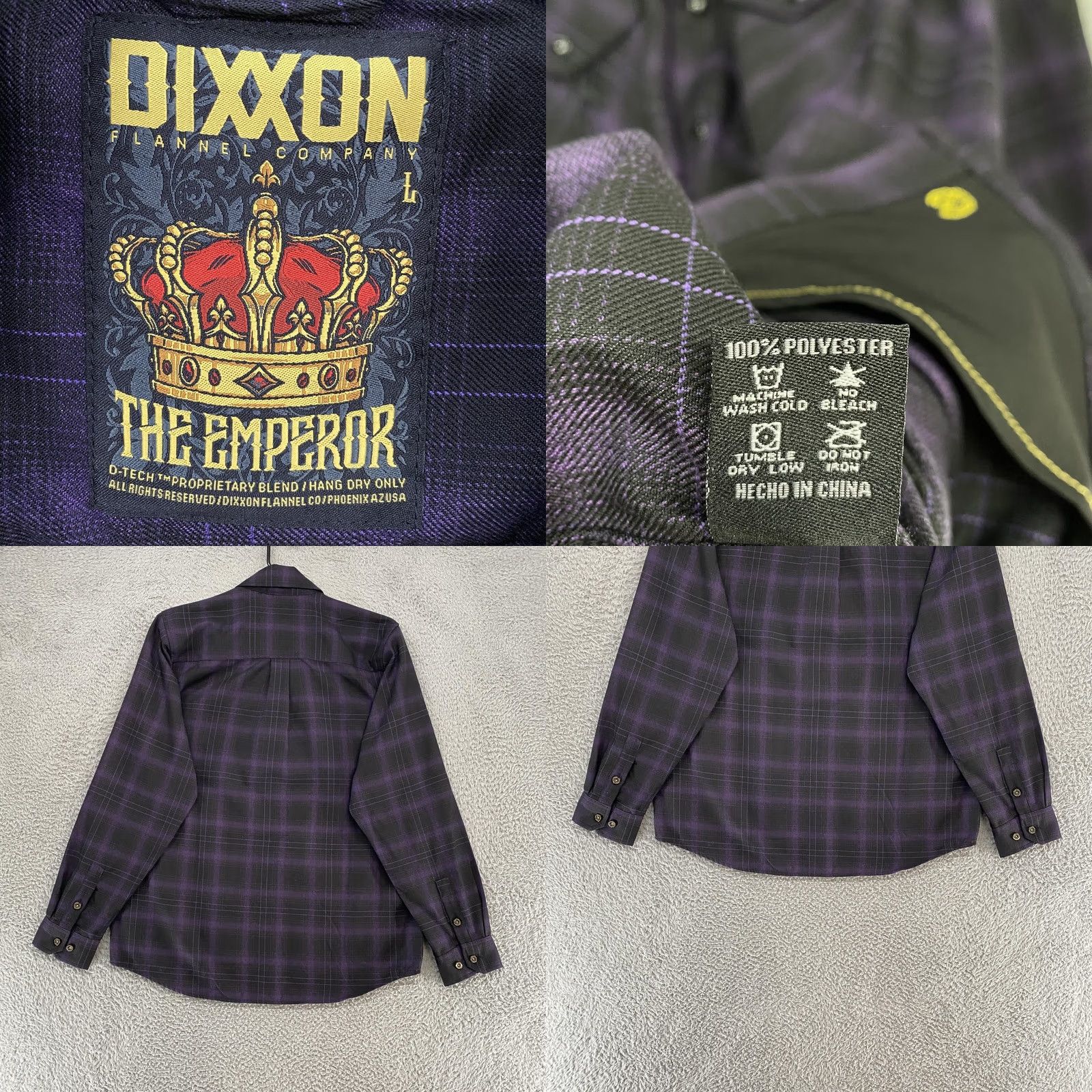 Vintage Dixxon Emperor Flannel Shirt Mens Large Purple Black Plaid Snap Front D-Tech Shirt Size US L / EU 52-54 / 3 - 8 Thumbnail
