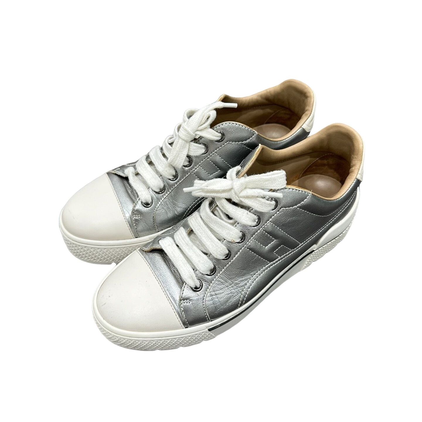 Hermes Hermes Silver Platform Low-Top Sneakers 37 Size US 7 / IT 37 - 1 Thumbnail