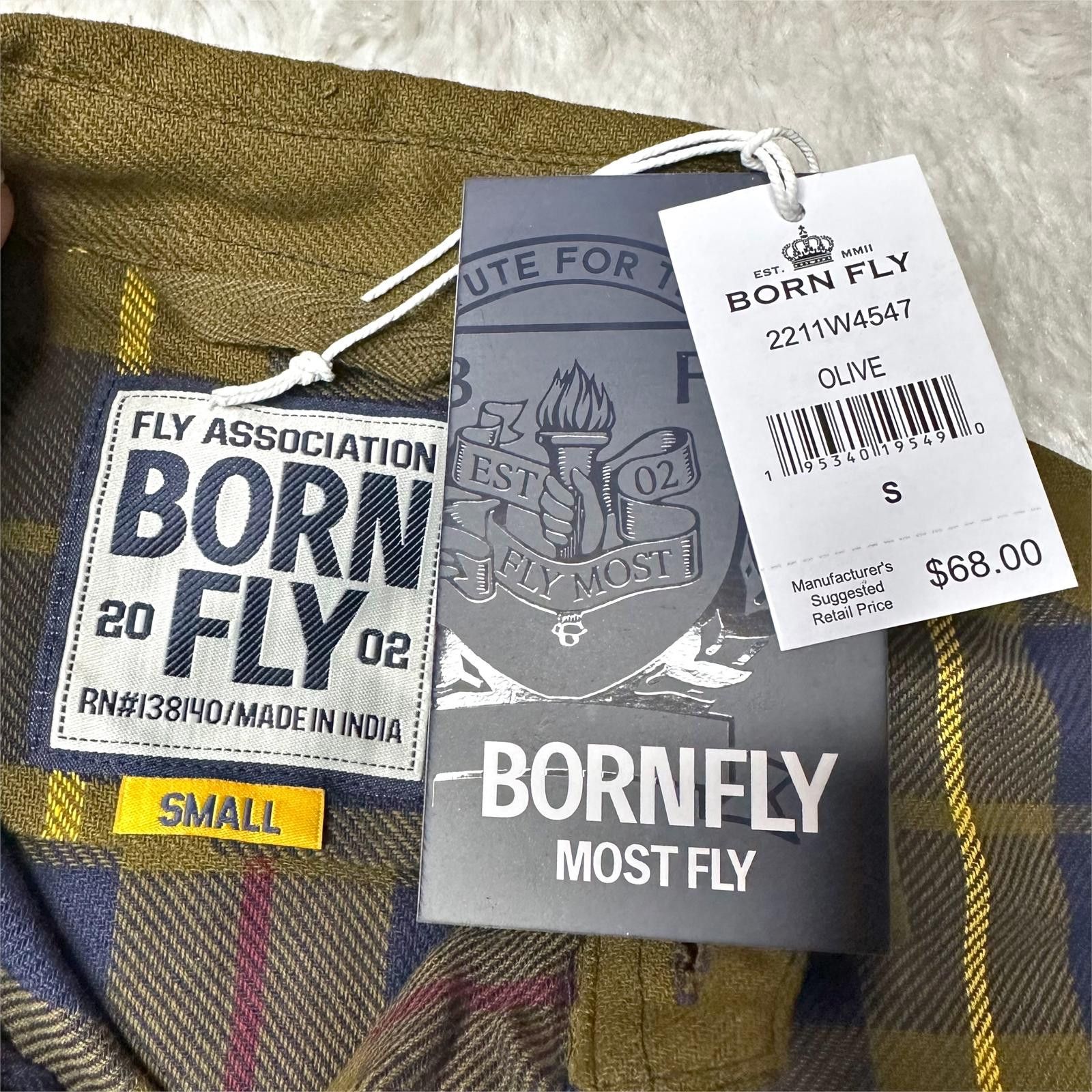 Born Fly NWT Born Fly Plaid Long Sleeve Button Up Shirt Olive Mens S Size US S / EU 44-46 / 1 - 6 Thumbnail