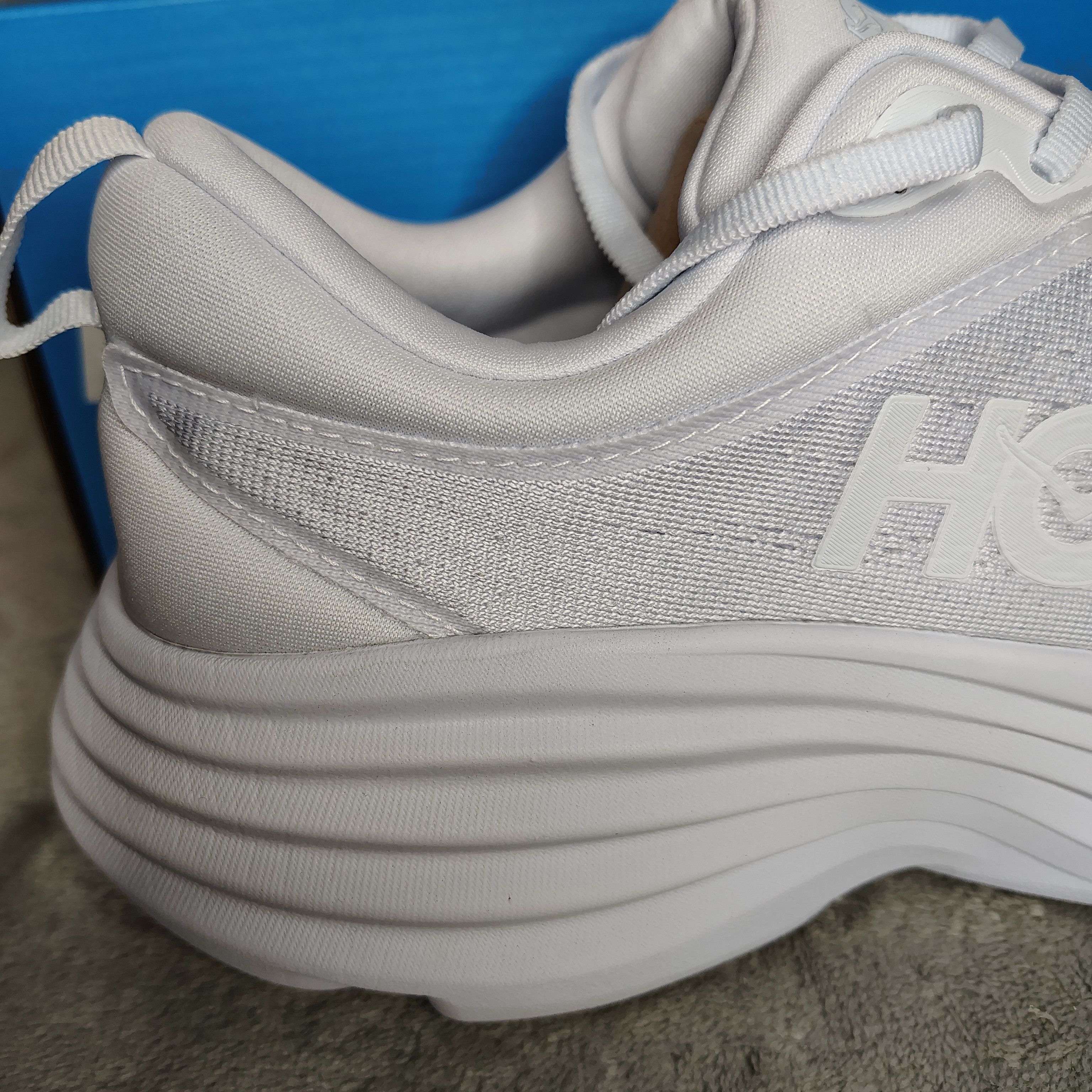 Hoka HOKA Bondi 8 Shoes Womens 10B White Cushioned Road Running Size US 10 / IT 40 - 2 Thumbnail