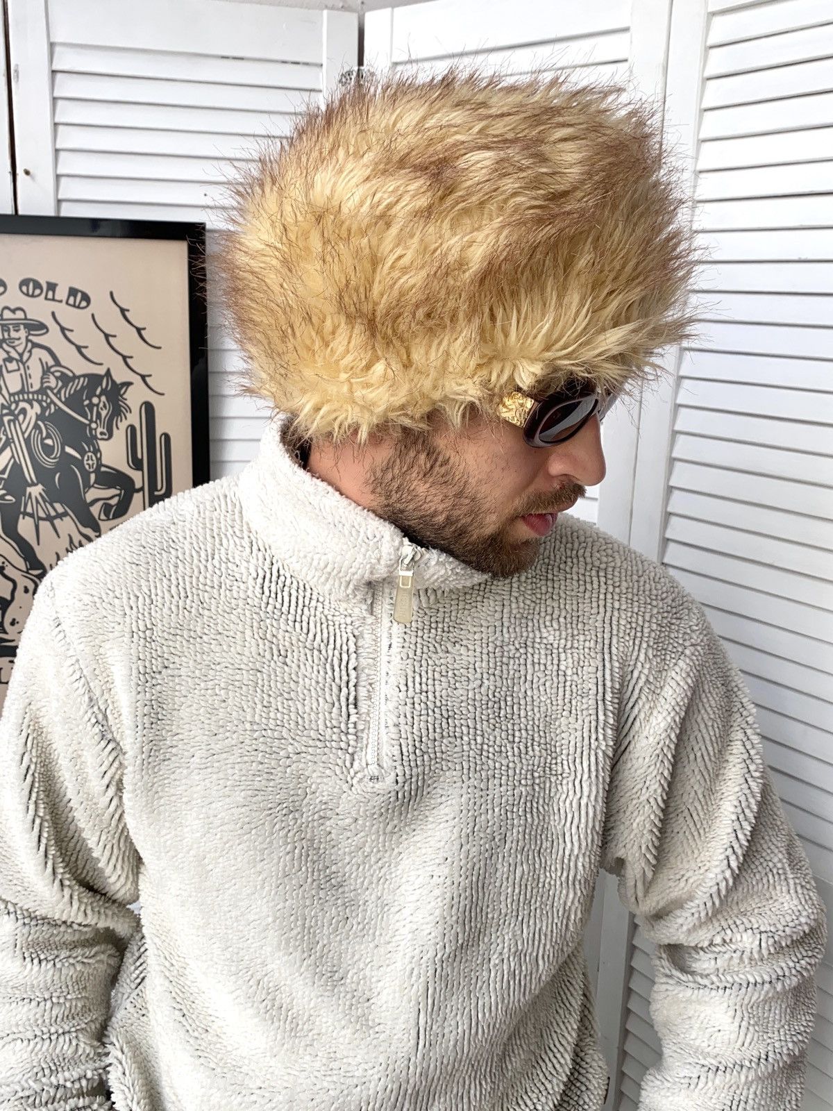 Designer × Vintage Vintage Fuzzy Hat Real Fur Beret Style Y2K Yeti Size ONE SIZE - 15 Thumbnail
