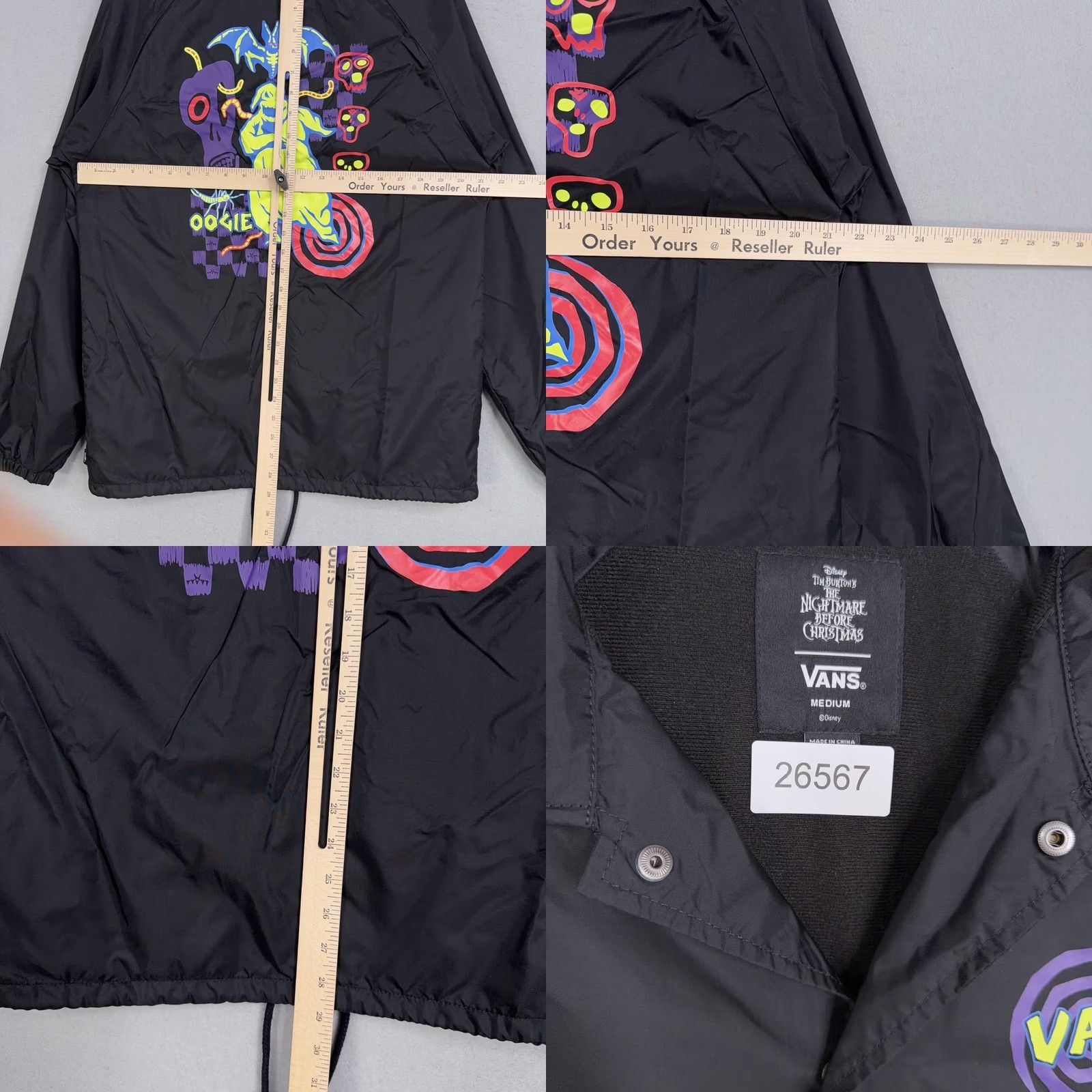 Vans Vans Nightmare Before Christmas Oogie Boogie Coach Jacket Mens Medium Black Windbreaker with Snap Front Festive Halloween 90s Inspired? Size US M / EU 48-50 / 2 - 8 Thumbnail