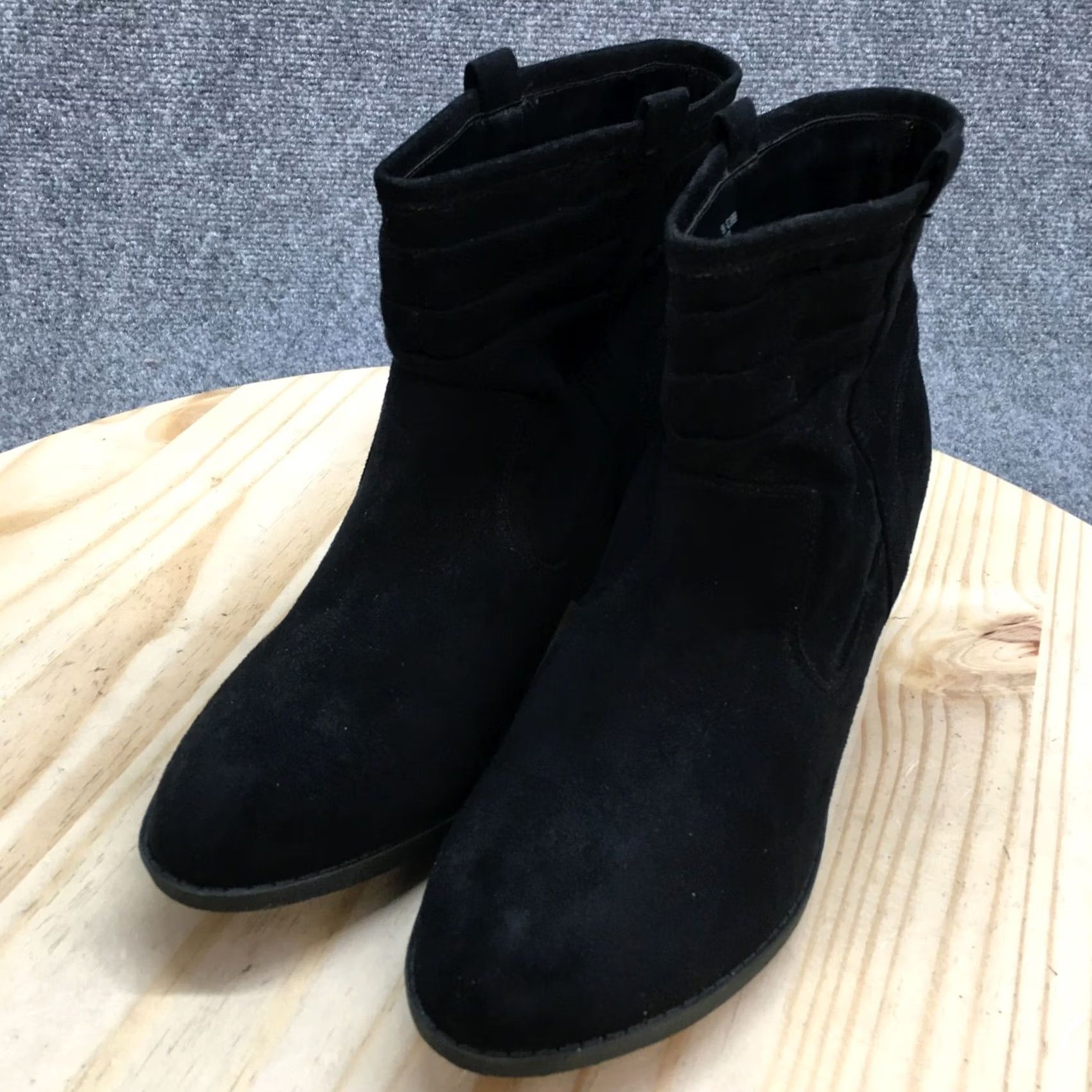 Vintage Arizona Boots Womens 10 M Garber Ankle Bootie Black Pull On Casual Block Heels Shoes Size US 10 / IT 40 - 3 Thumbnail