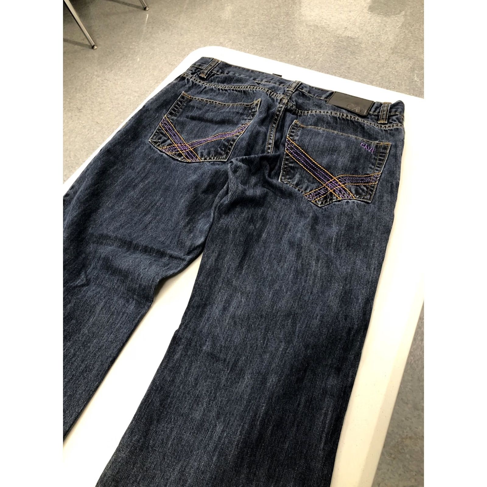 Vintage CAVI Jeans - Regular Straight Blue Denim - Men 35x30 Embroidered Design Jeans Mens Straight 35 Inseam 30 Size US 35 - 3 Thumbnail